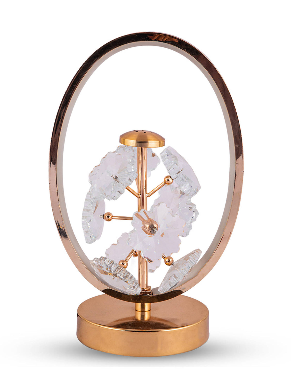 Aarvi Decor Gold Crystal & Metal Decorative Floral Oval Led Lamp