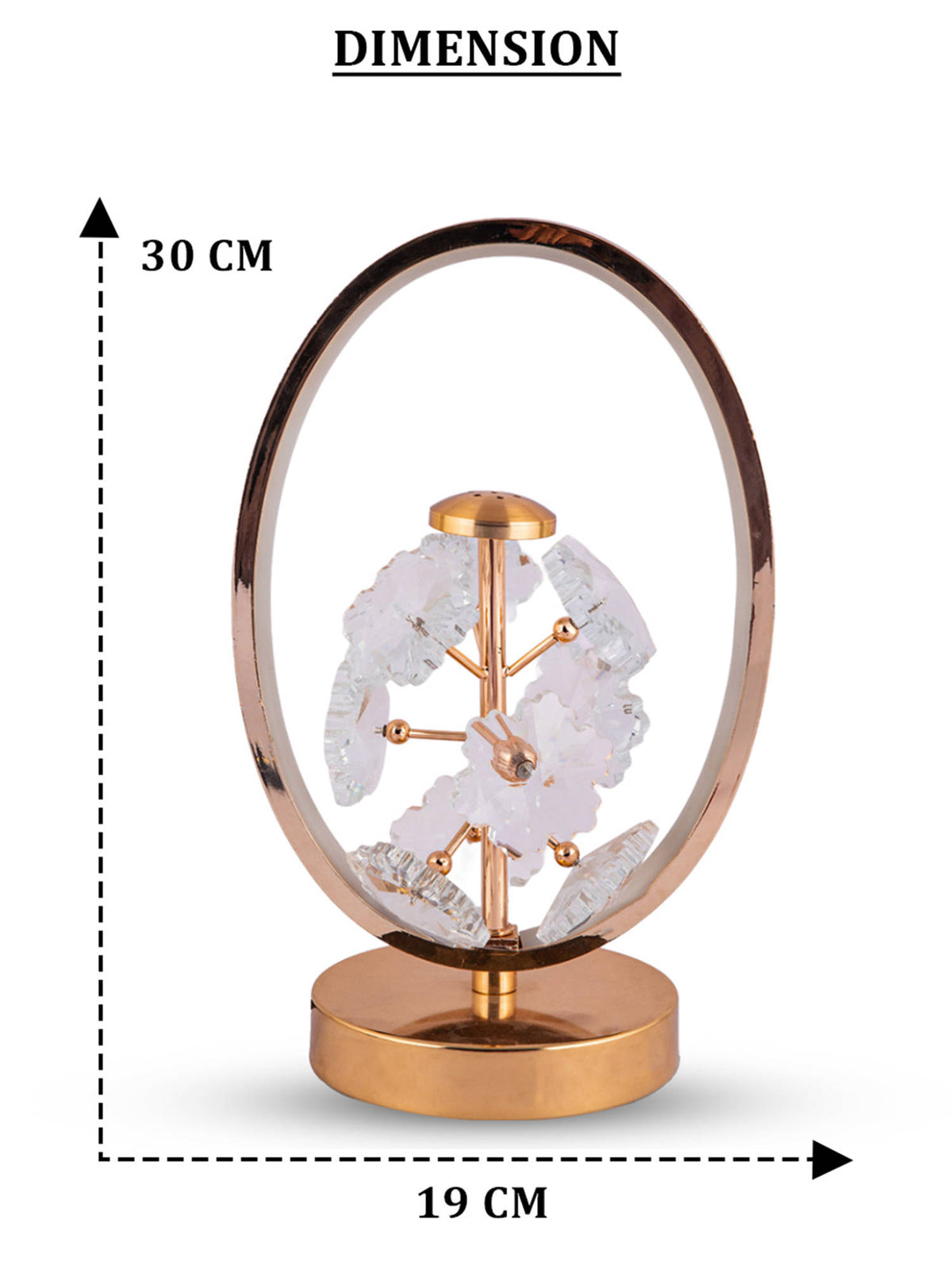 Aarvi Decor Gold Crystal & Metal Decorative Floral Oval Led Lamp