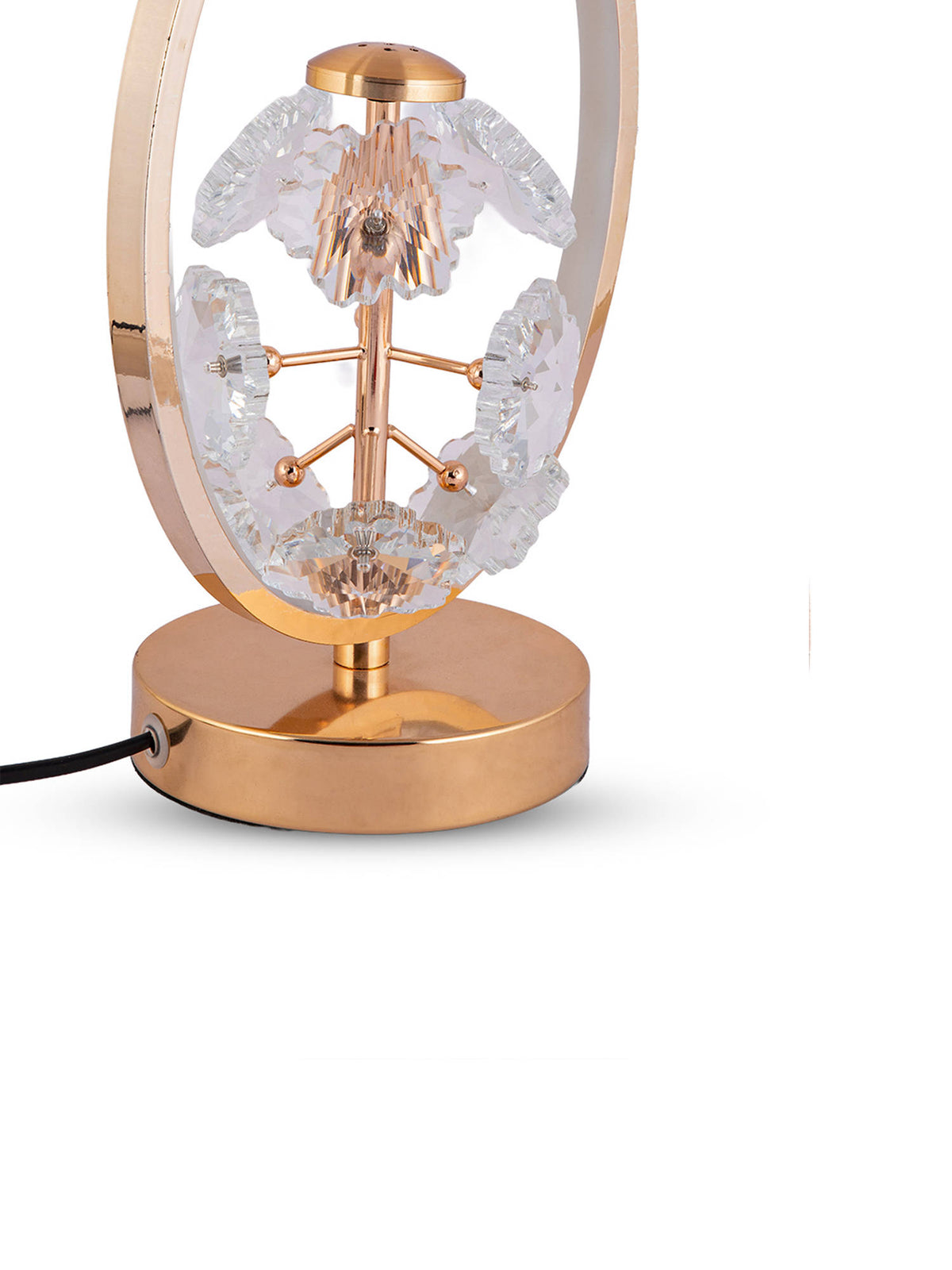 Aarvi Decor Gold Crystal & Metal Decorative Floral Oval Led Lamp