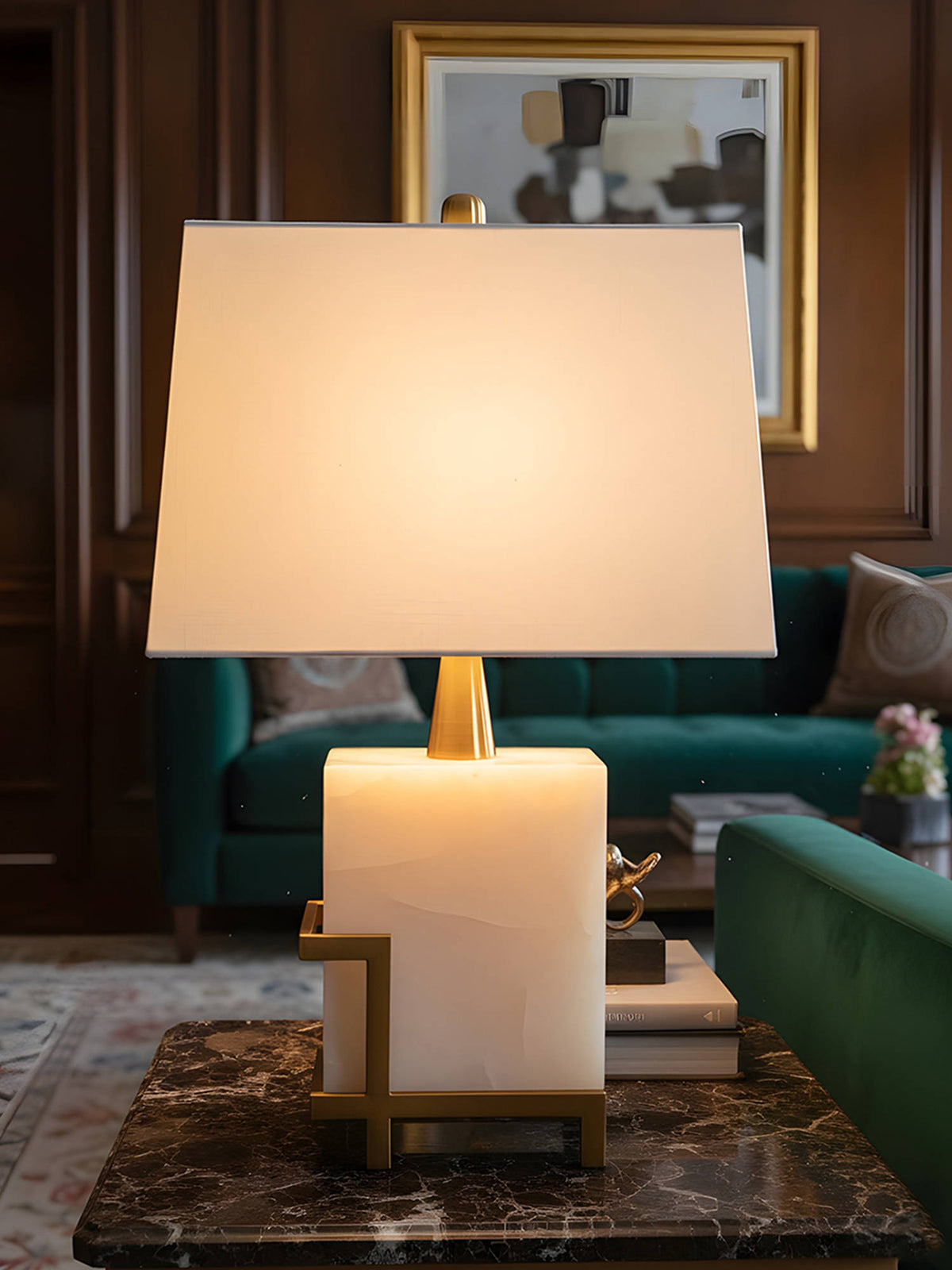 Aarvi Decor White Onyx Decorative Luxe Marble Geometry Table Lamp · One Size