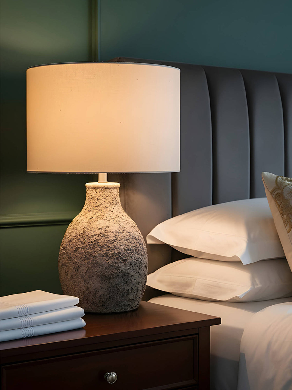Aarvi Decor Beige Terra Cotta Decorative Artisan Stone Luxe Table Lamp
