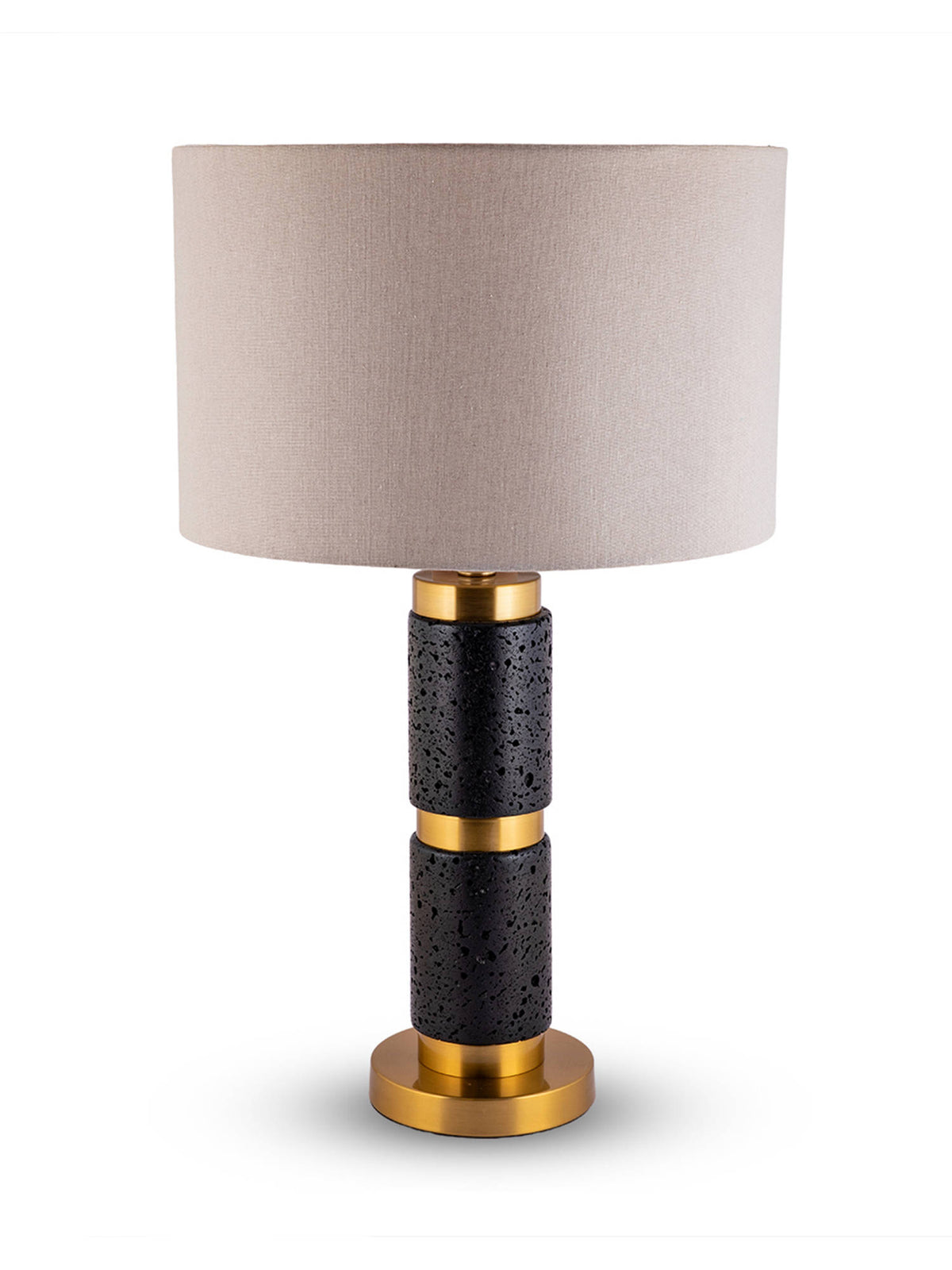 Aarvi Decor Beige Stone & Metal Decorative Midnight Gold Prestige Table Lamp