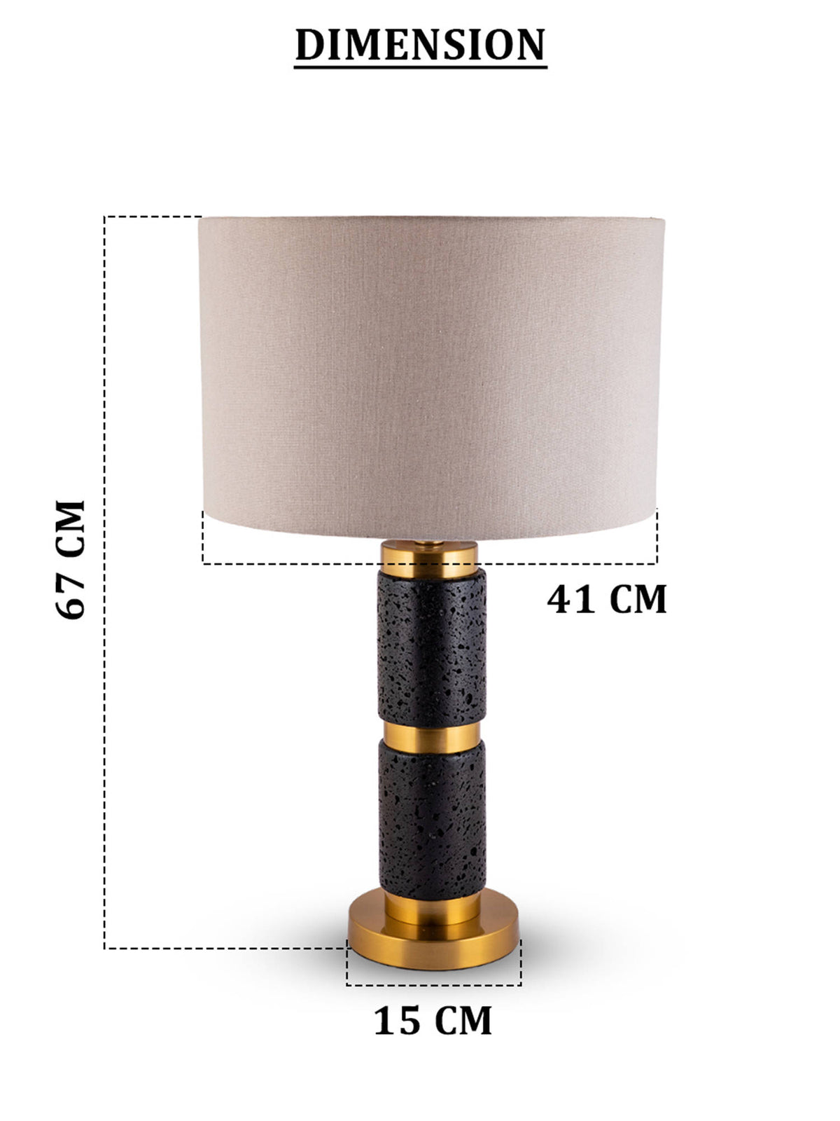 Aarvi Decor Beige Stone & Metal Decorative Midnight Gold Prestige Table Lamp