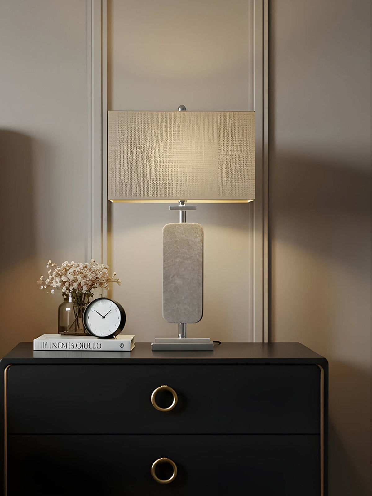Aarvi Decor Grey Marble Decorative Table Lamp