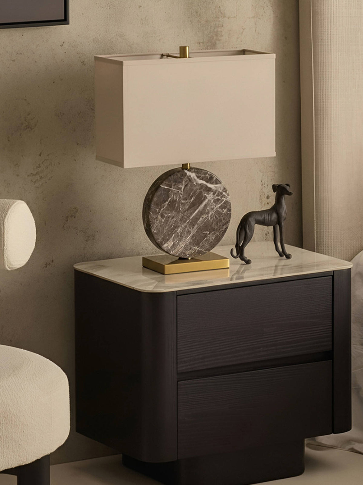 Aarvi Decor Black Marble Decorative Monarch Table Lamp