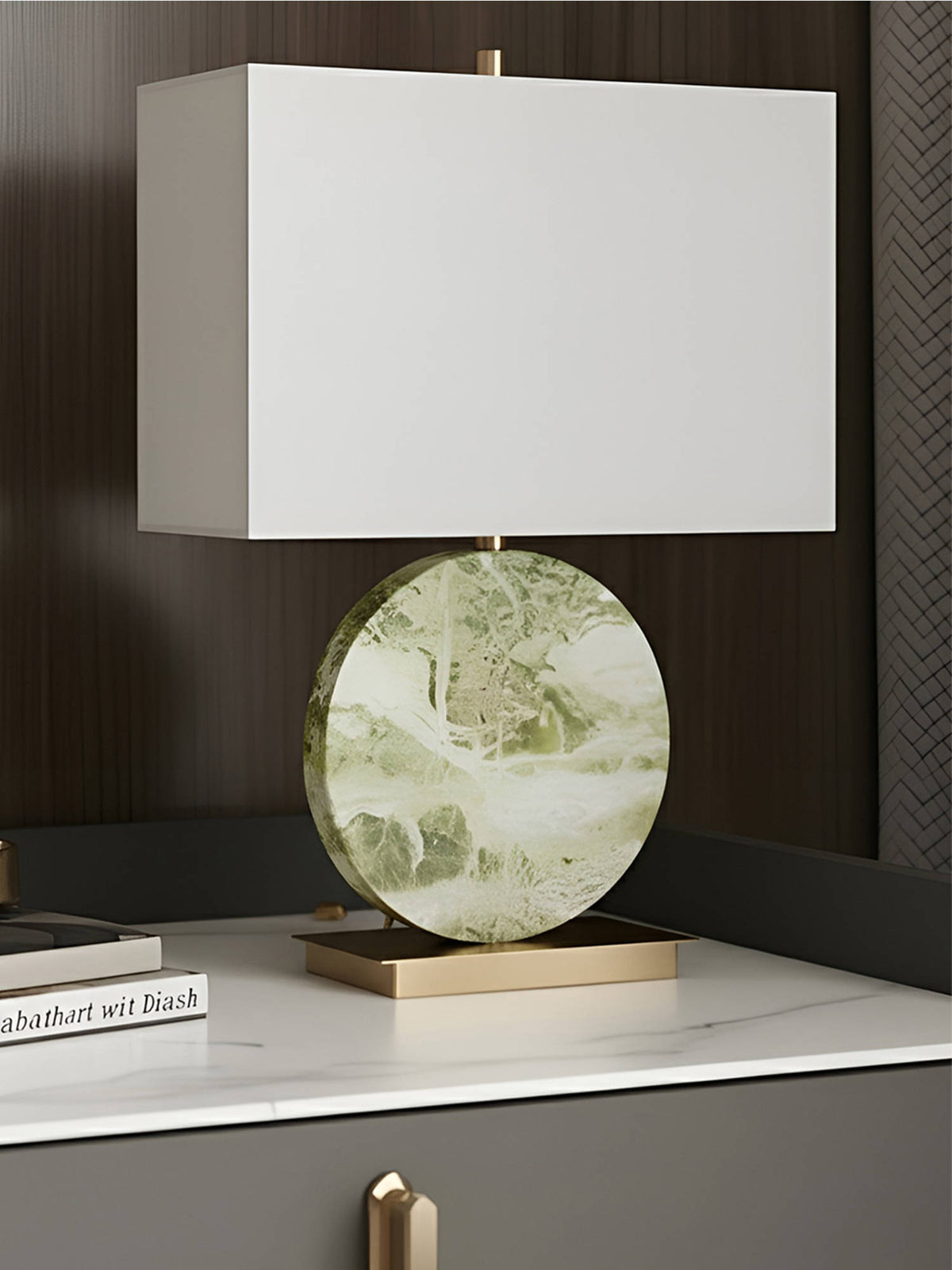 Aarvi Decor Green Marble Decorative Monarch Table Lamp