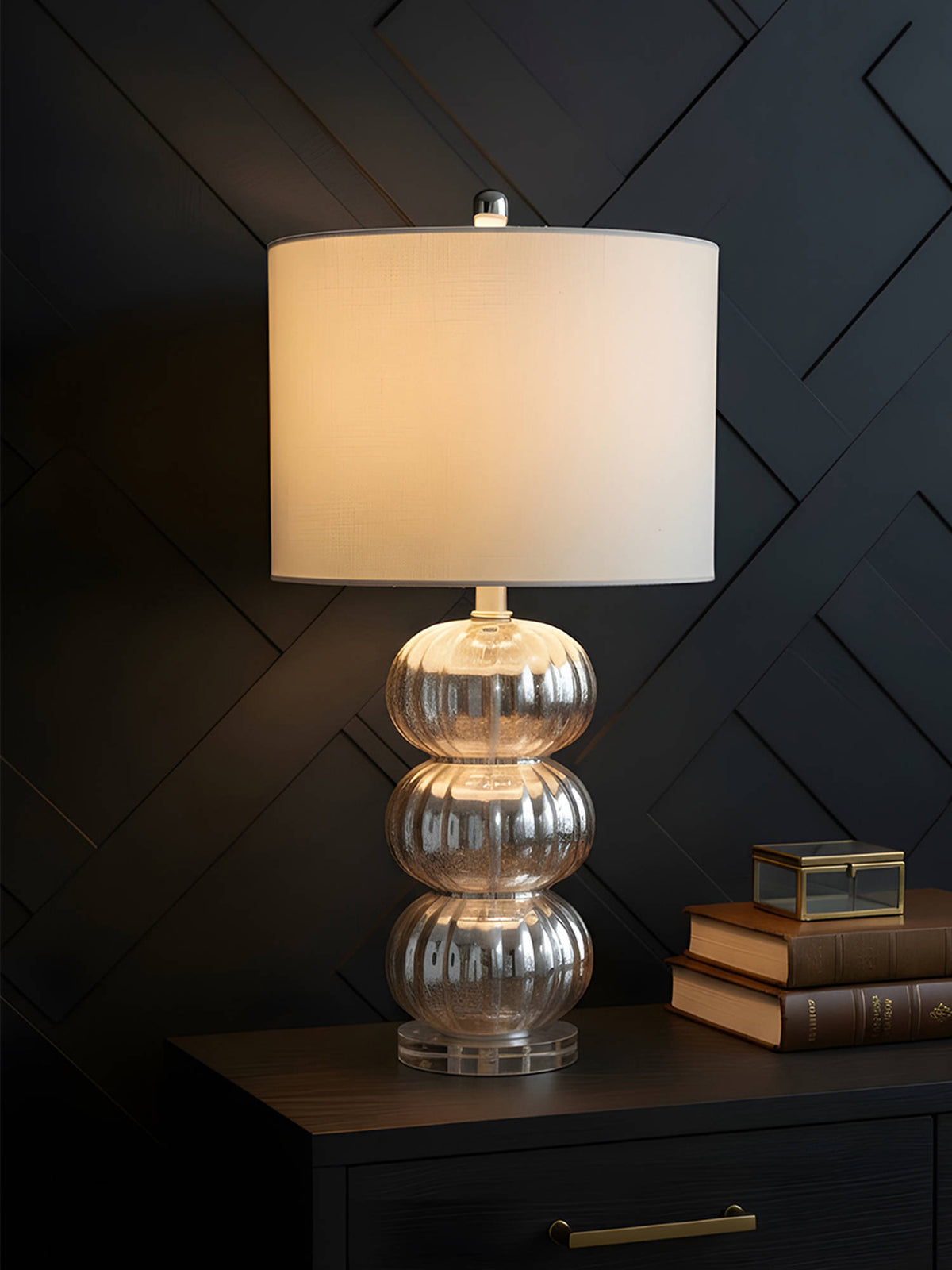 Aarvi Decor Silver Glass Decorative Orion Silver Glow Lamp