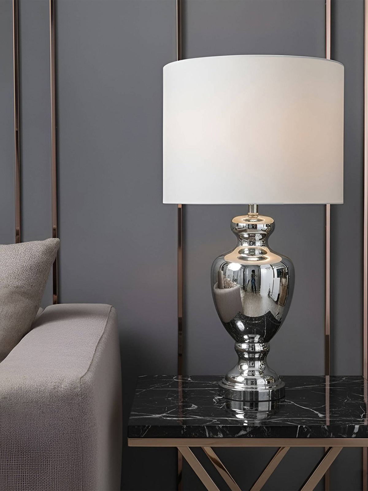 Aarvi Decor Silver Glass Decorative Majestic Aurora Table Lamp · One Size