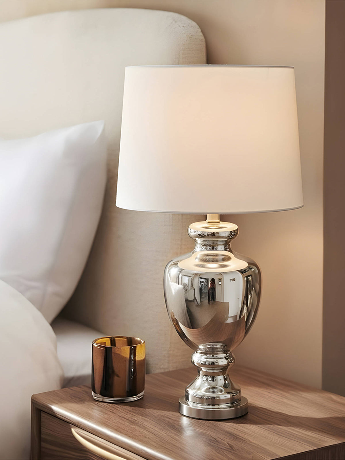 Aarvi Decor Silver Glass Decorative Majestic Aurora Table Lamp