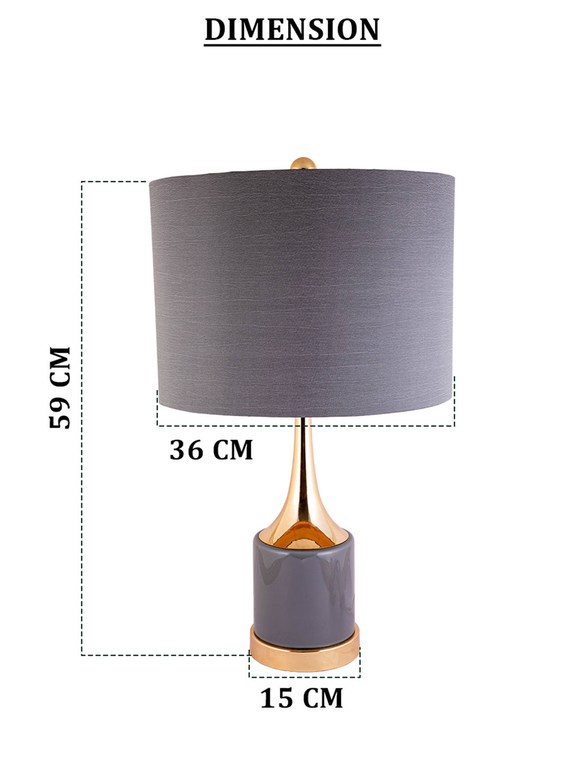 Aarvi Decor Grey Glass Decorative Noir Royale Table Lamp
