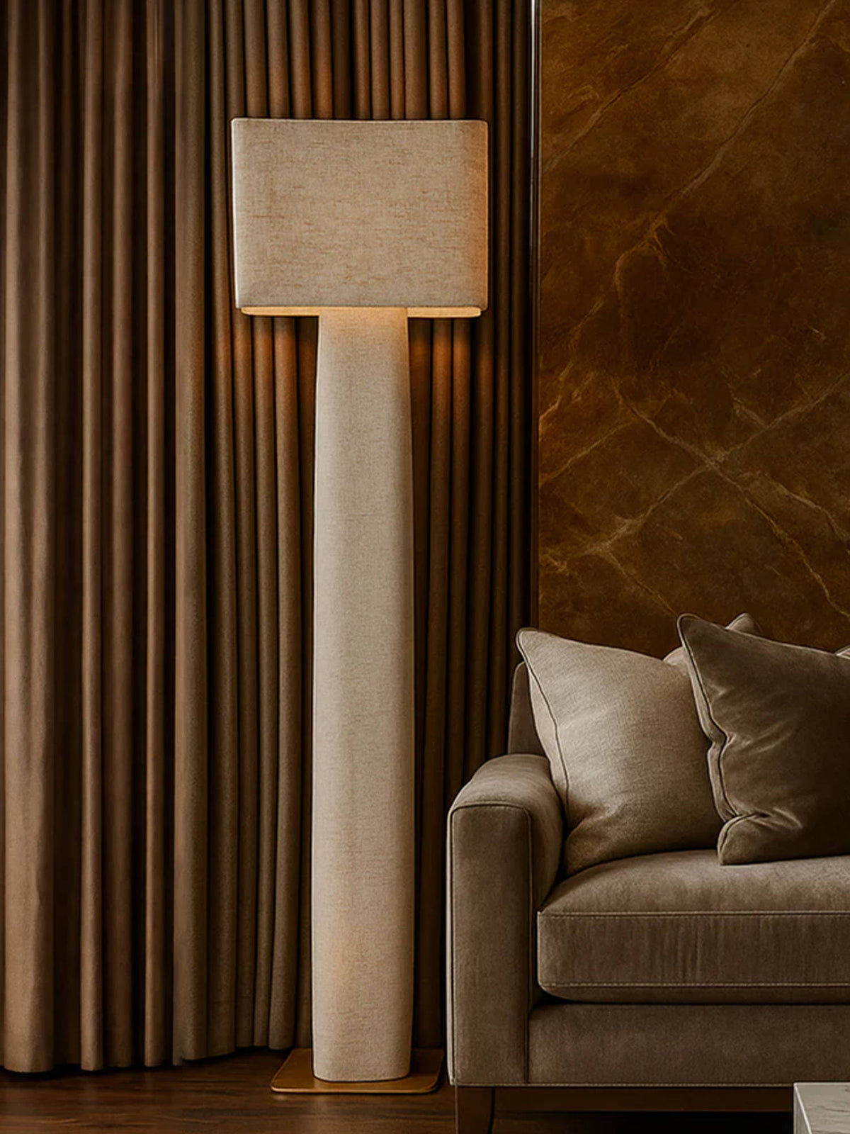 Aarvi Decor Beige Linen & Metal Decorative Luxe Majesty Floor Lamp · One Size