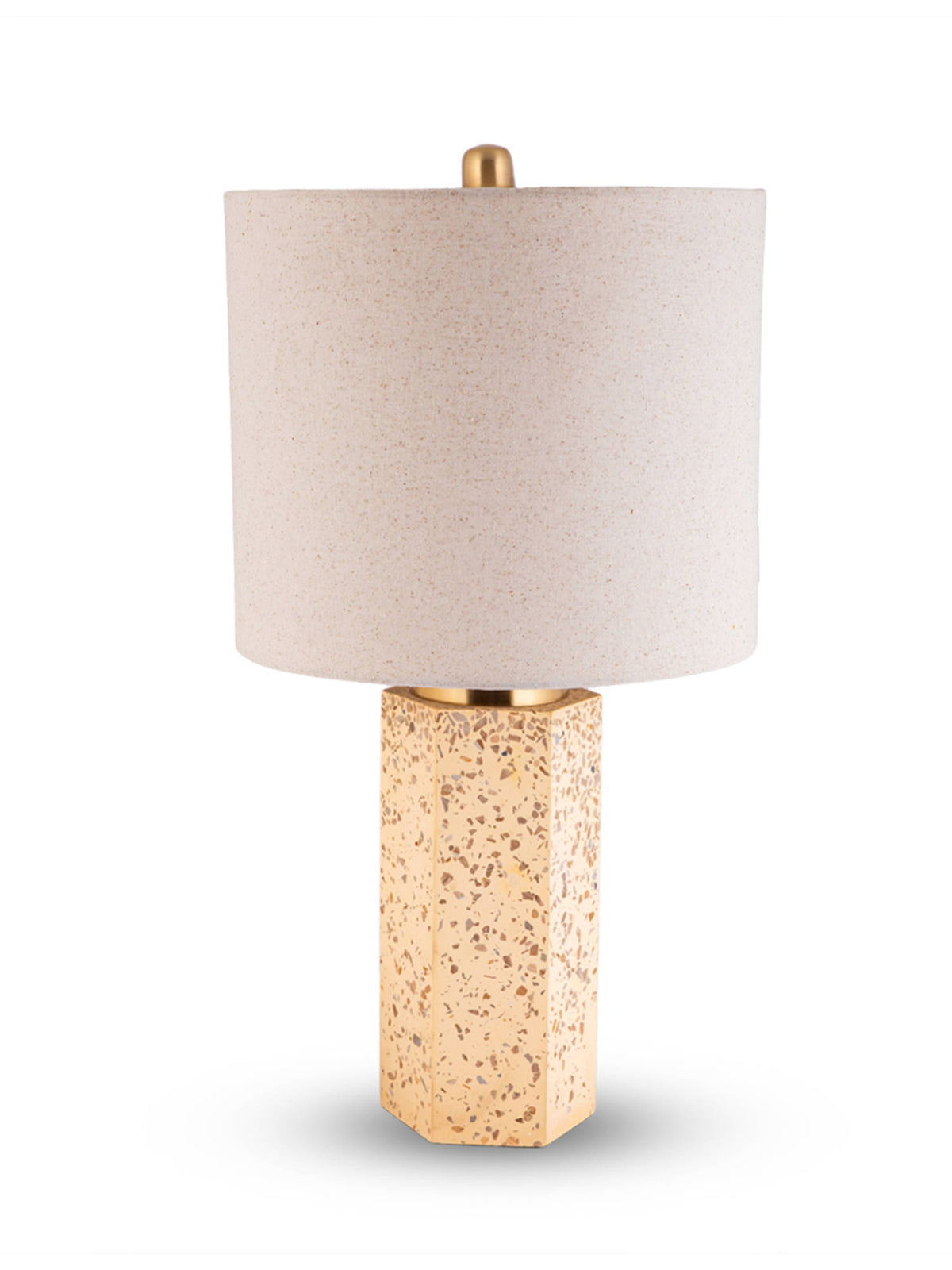 Aarvi Decor Beige Stone Decorative Terrazzo Gold Grandeur Table Lamp