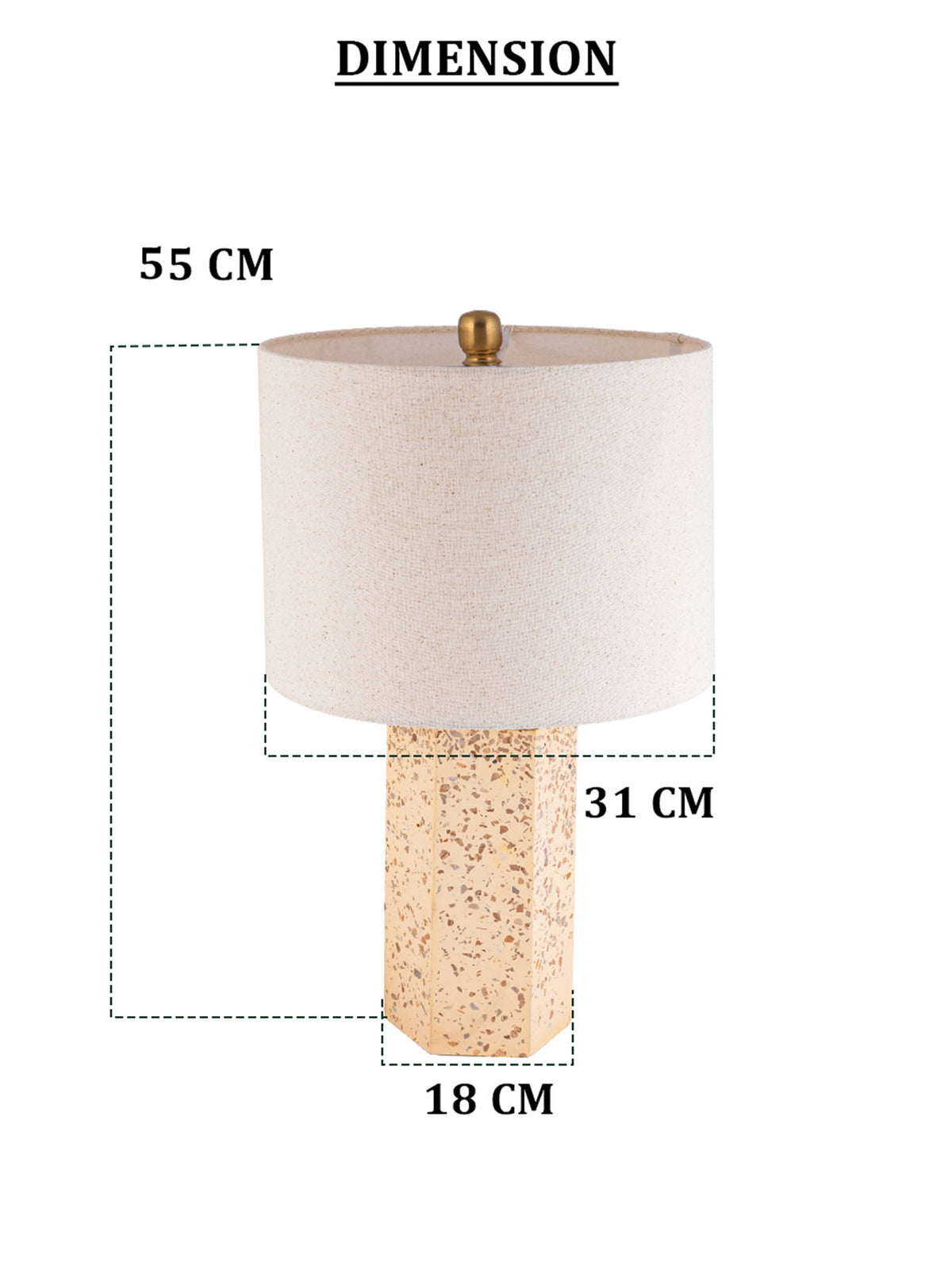Aarvi Decor Beige Stone Decorative Terrazzo Gold Grandeur Table Lamp