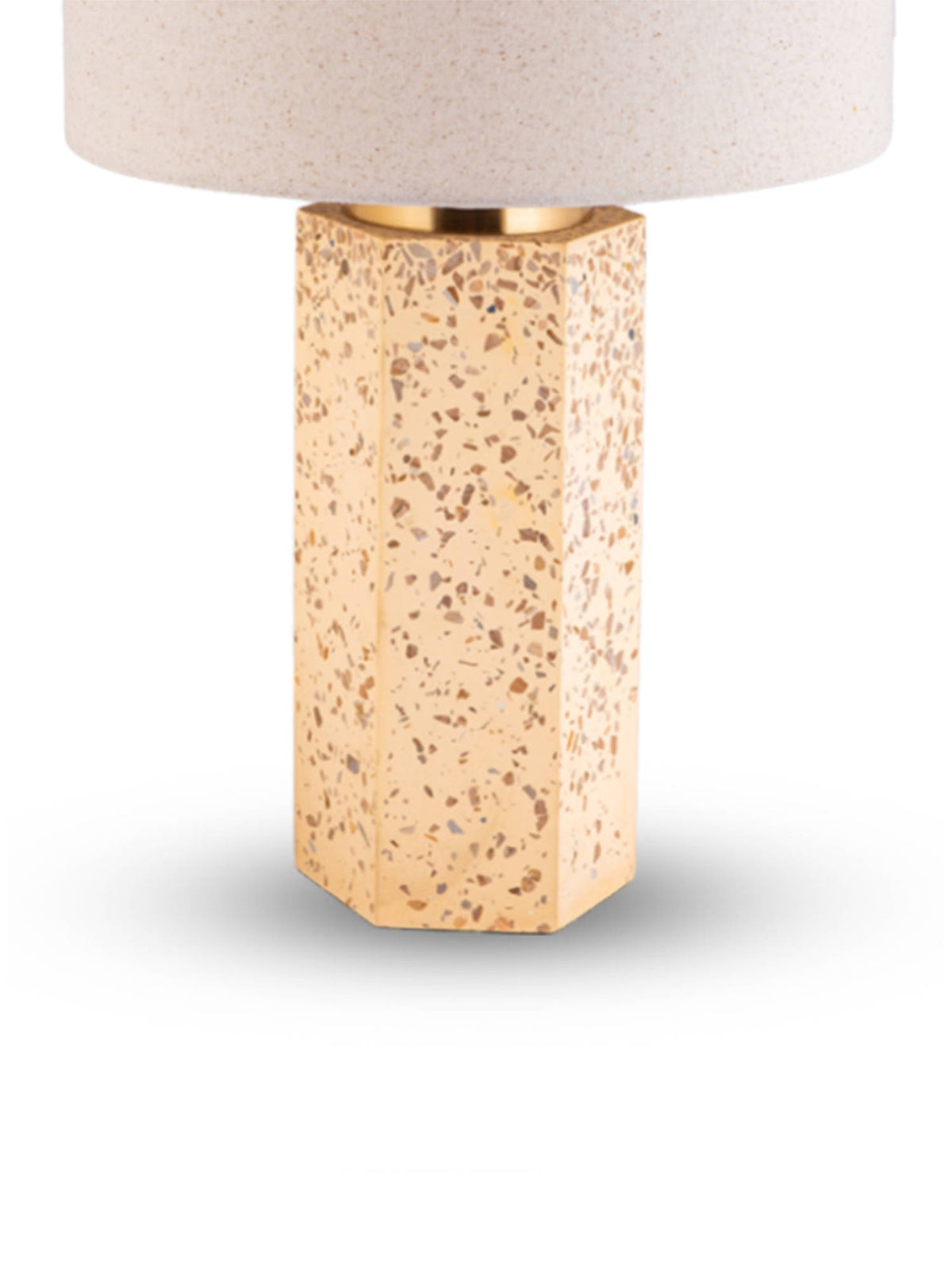 Aarvi Decor Beige Stone Decorative Terrazzo Gold Grandeur Table Lamp