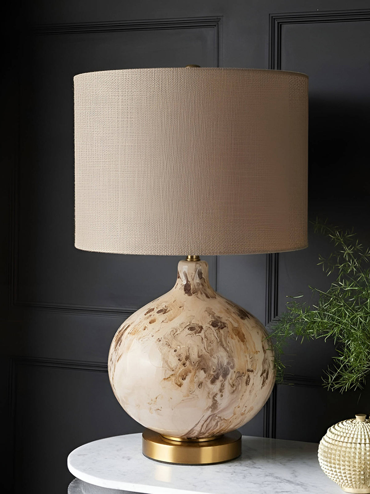 Aarvi Decor Brown Glass Decorative The Gilded Swirl Lamp · One Size