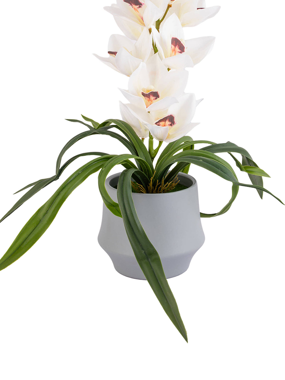 Aarvi Decor White Silk Velvet Orchid Elegance Pot With Flower