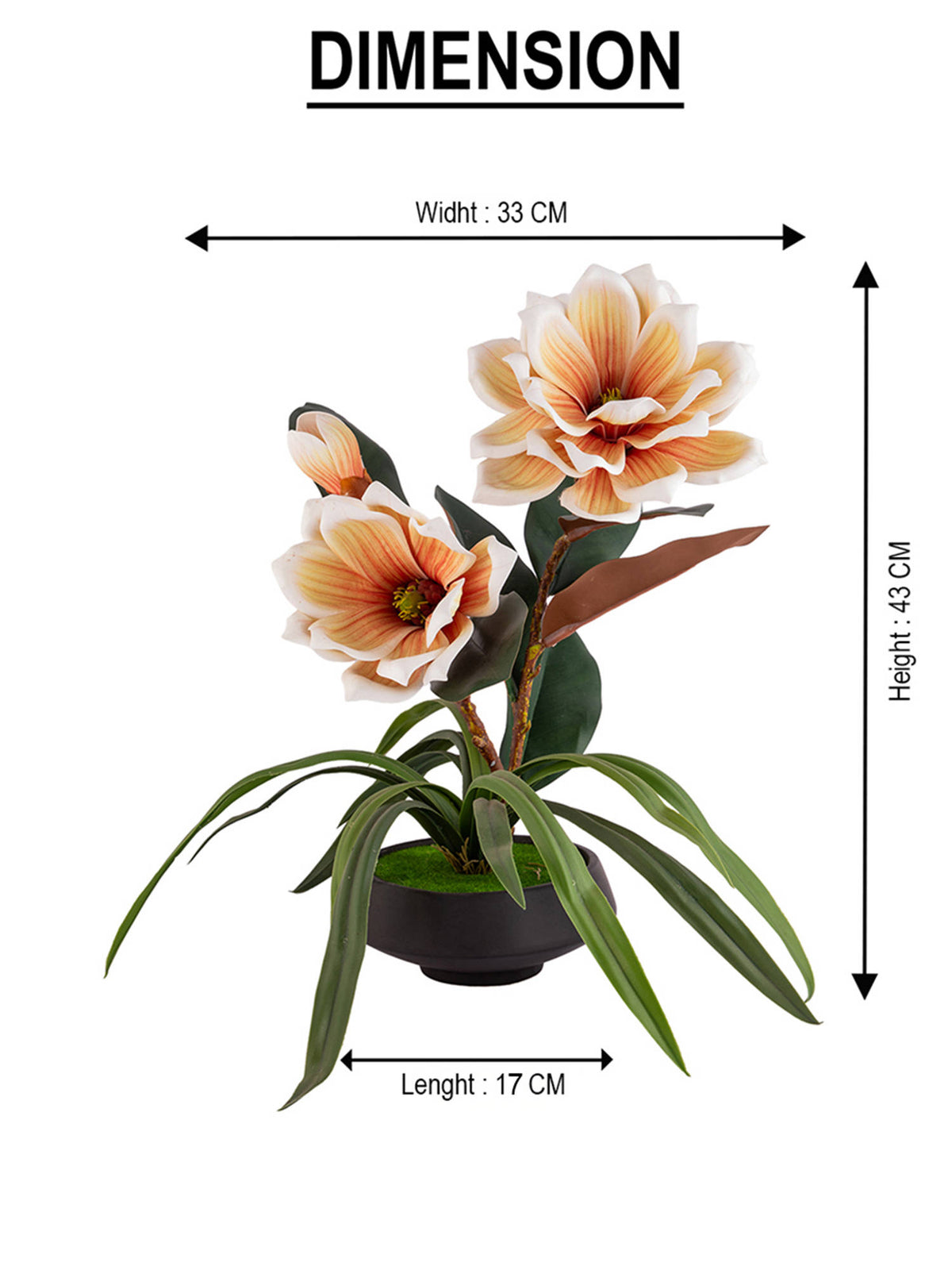 Aarvi Decor Beige Faux Leather Magnolia Serenade Arrangement Pot With Flower