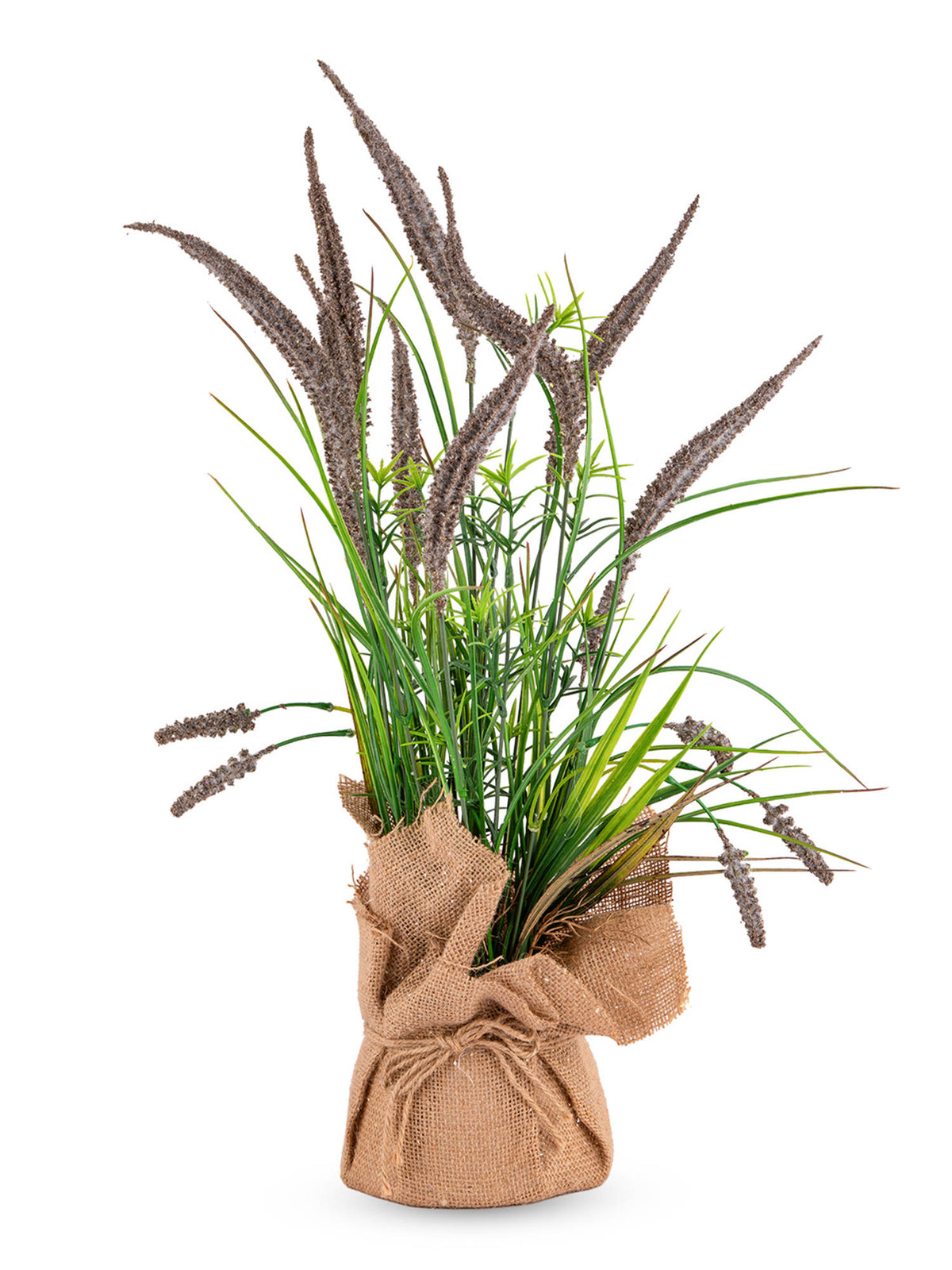 Aarvi Decor Brown Silk Plastic Artificial Foxtail Grass Arrangement Flower Bunch With Jute Wrap