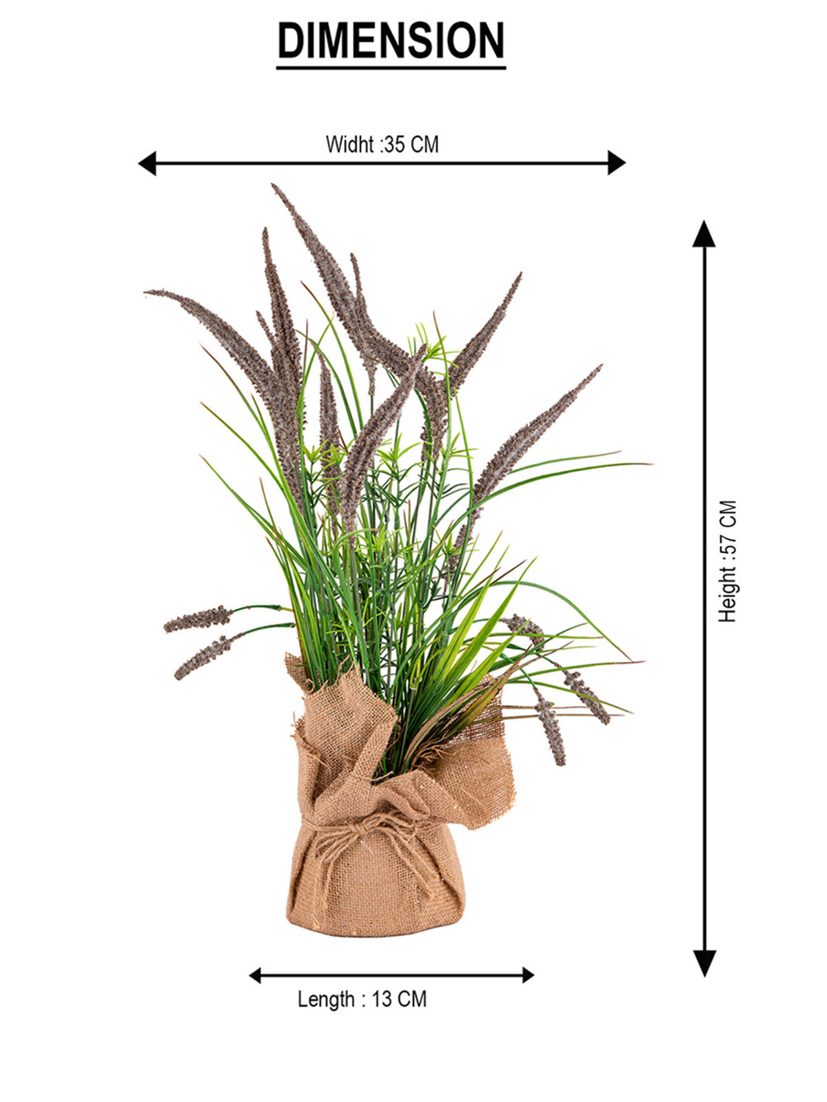 Aarvi Decor Brown Silk Plastic Artificial Foxtail Grass Arrangement Flower Bunch With Jute Wrap