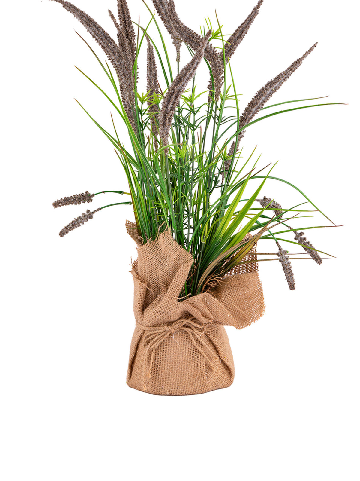 Aarvi Decor Brown Silk Plastic Artificial Foxtail Grass Arrangement Flower Bunch With Jute Wrap
