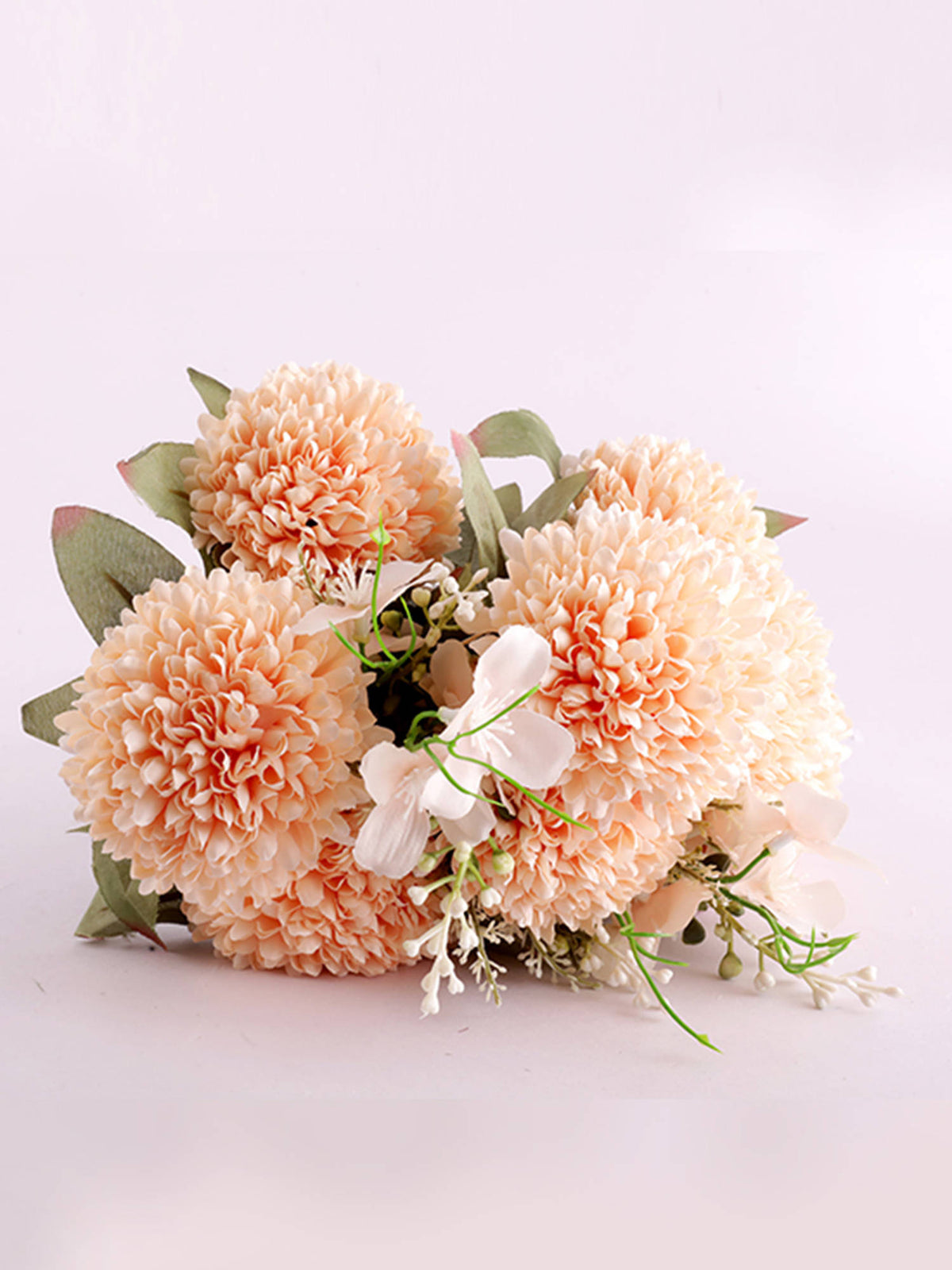 Aarvi Decor Peach Chrysanthemums Silk Bunch Single Stem Flower