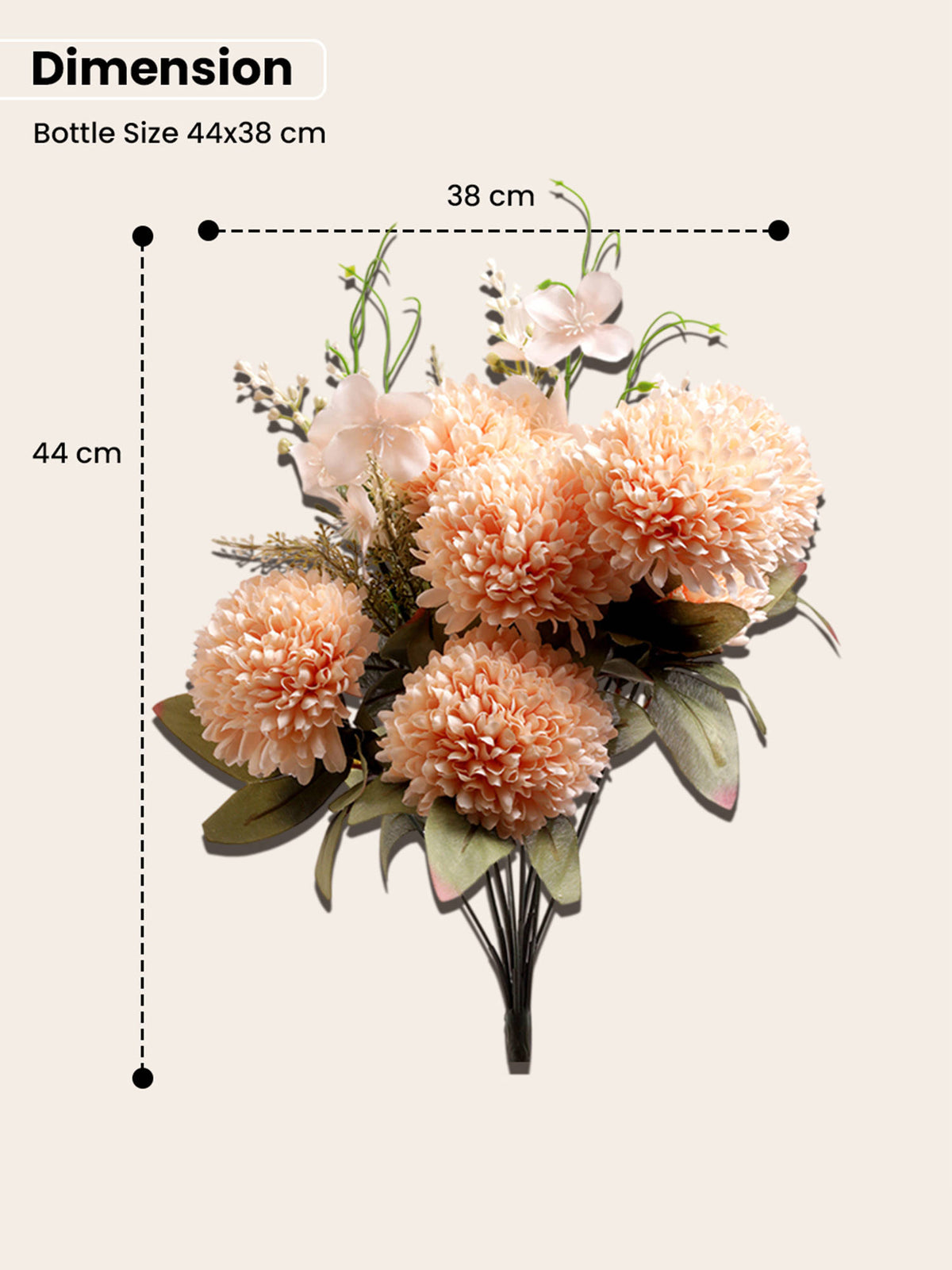 Aarvi Decor Peach Chrysanthemums Silk Bunch Single Stem Flower
