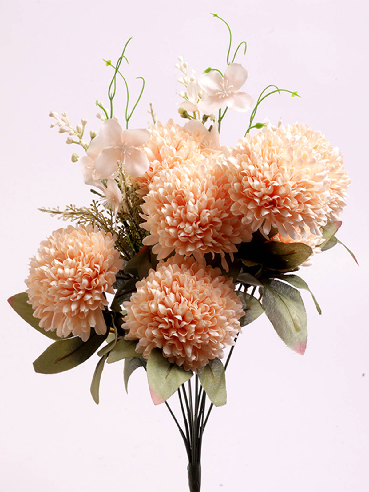 Aarvi Decor Peach Chrysanthemums Silk Bunch Single Stem Flower