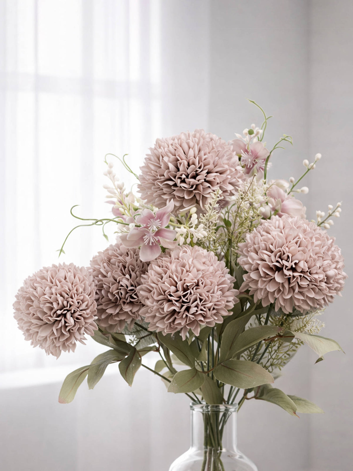 Aarvi Decor Mauve Chrysanthemums Silk Bunch Single Stem Flower