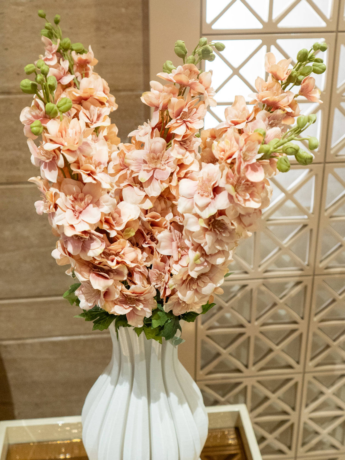Aarvi Decor Peach Cherry Blossom Silk Stem Single Stem Flower