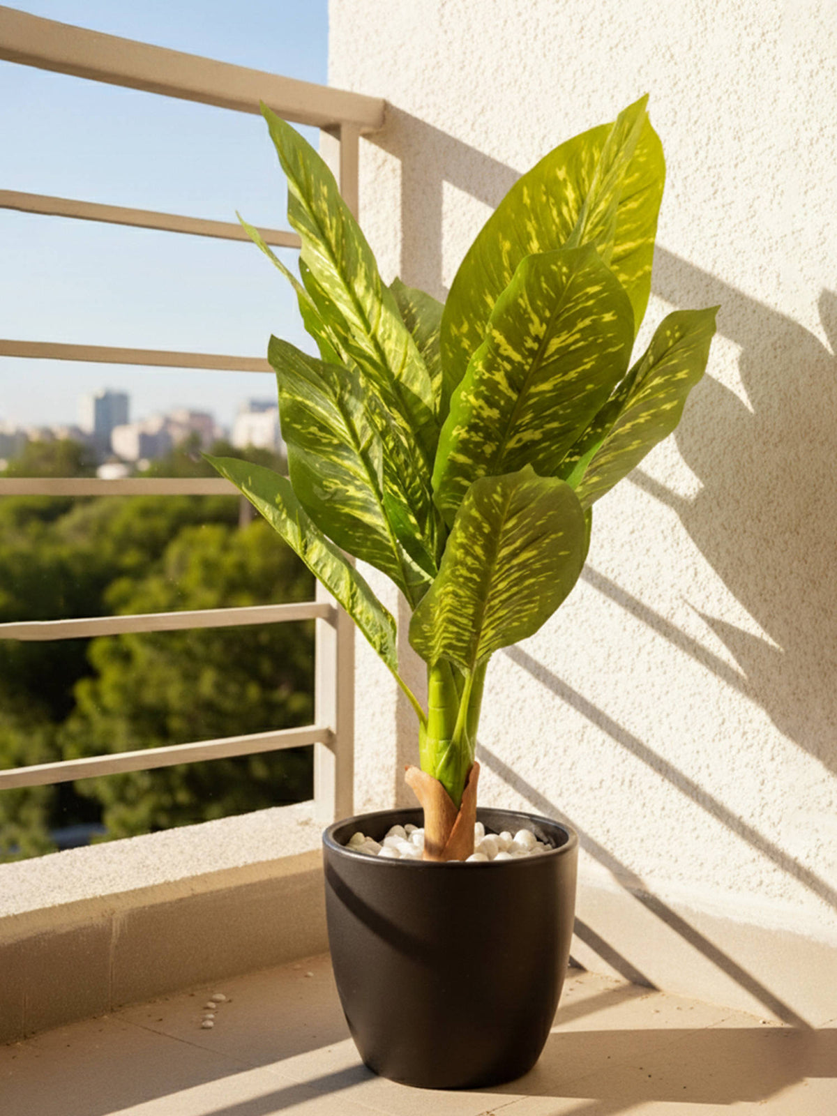 Aarvi Decor Green Dieffenbachia Artificial Plant Big Size For Home Decor Without Pot