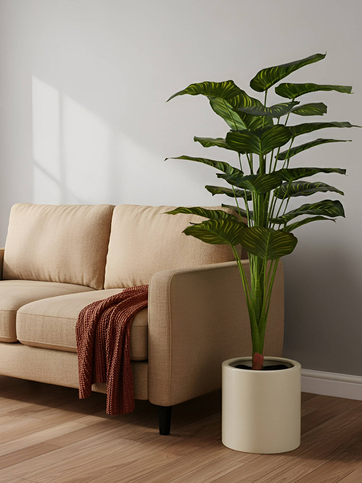 Aarvi Decor Green Exotic Artificial Calathea Plant Big Size For Home Decor Without Pot
