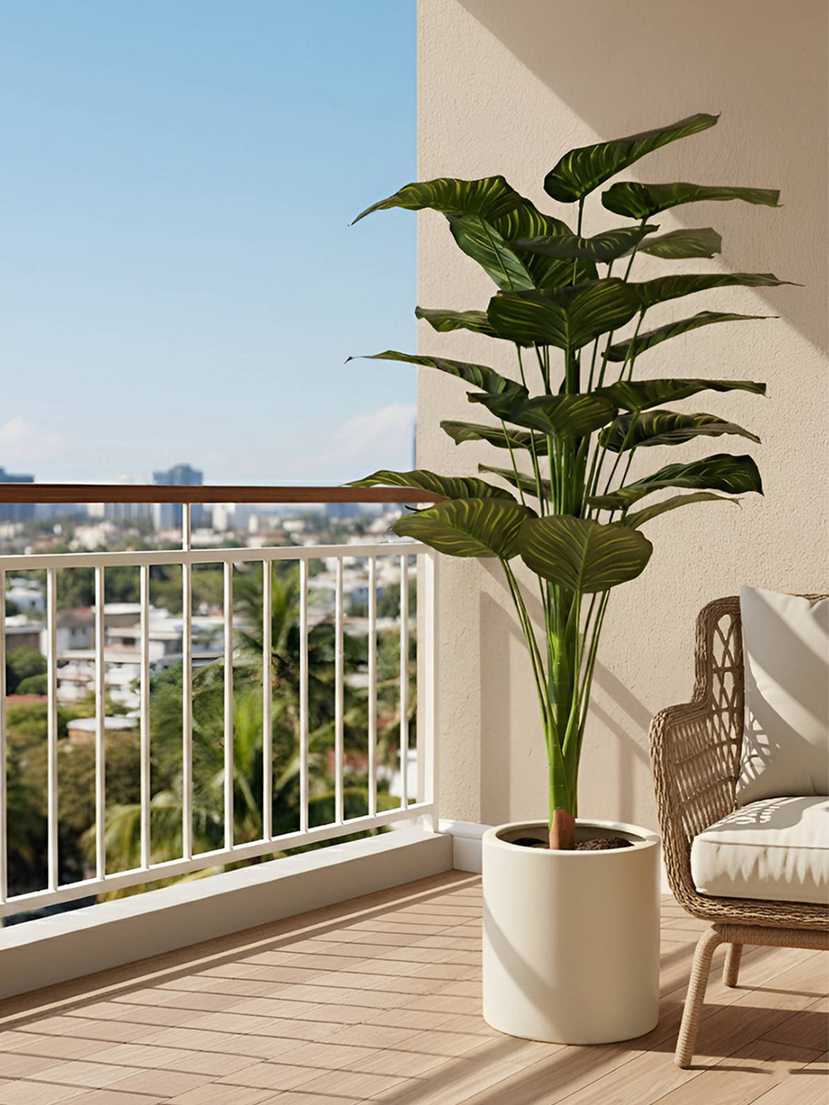 Aarvi Decor Green Exotic Artificial Calathea Plant Big Size For Home Decor Without Pot