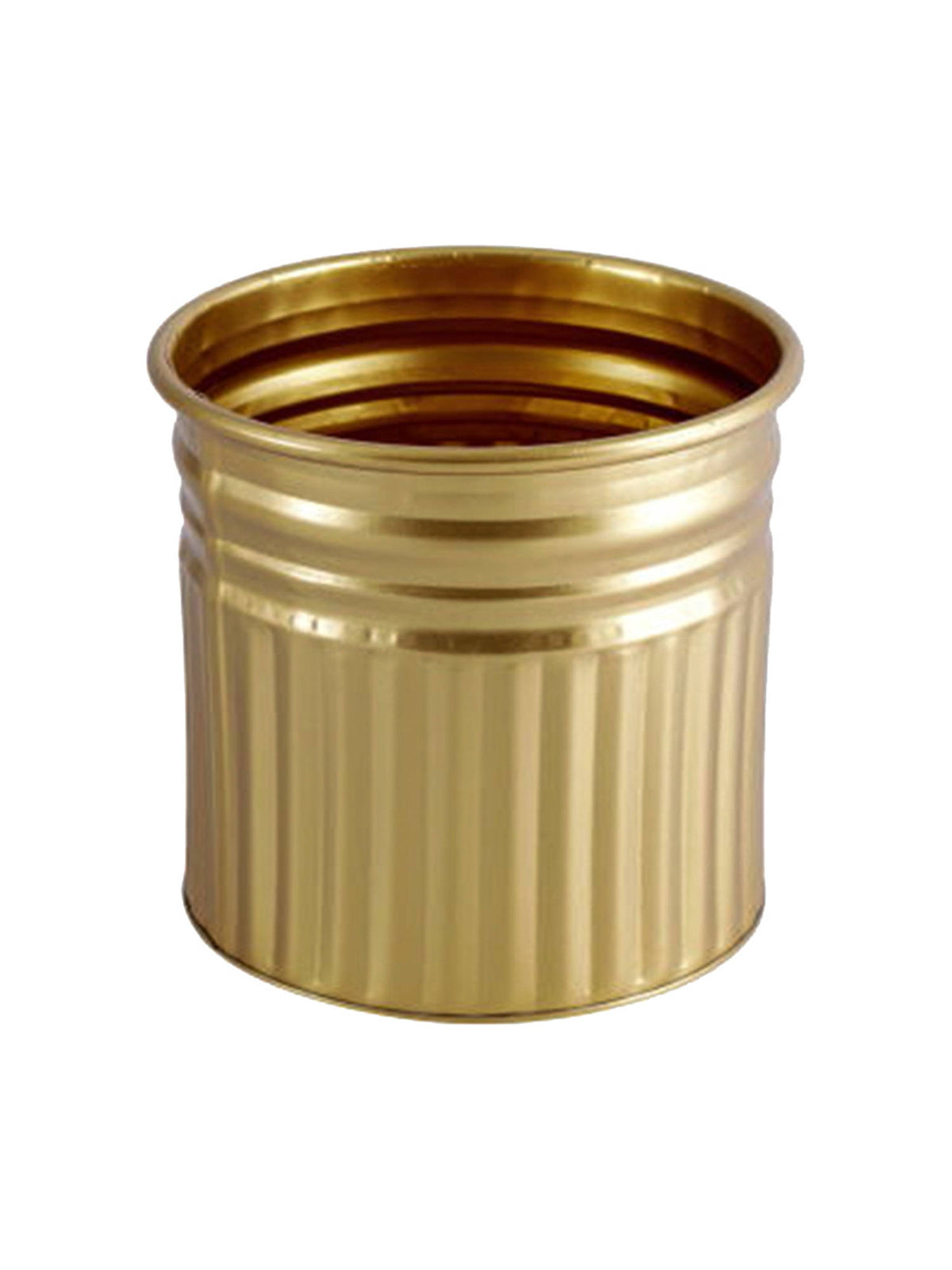 Aarvi Decor Golden Metallic Freestanding Round Radiant Stripes Planter