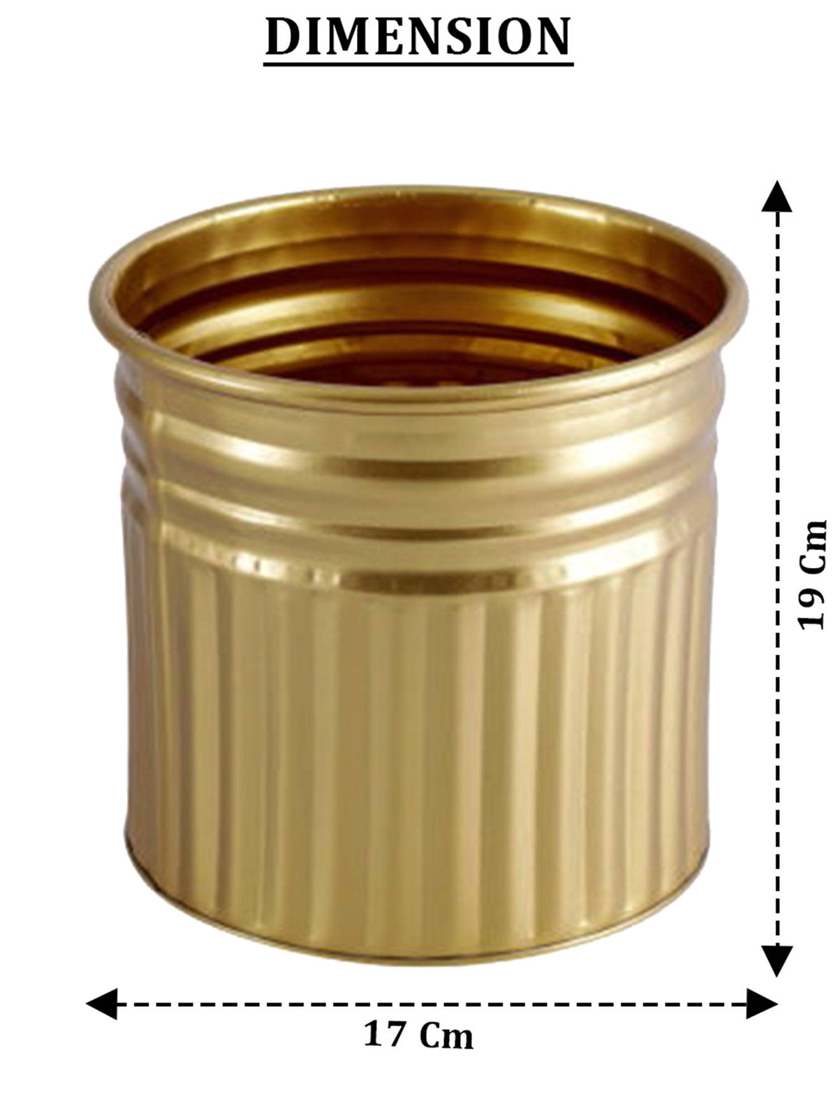 Aarvi Decor Golden Metallic Freestanding Round Radiant Stripes Planter