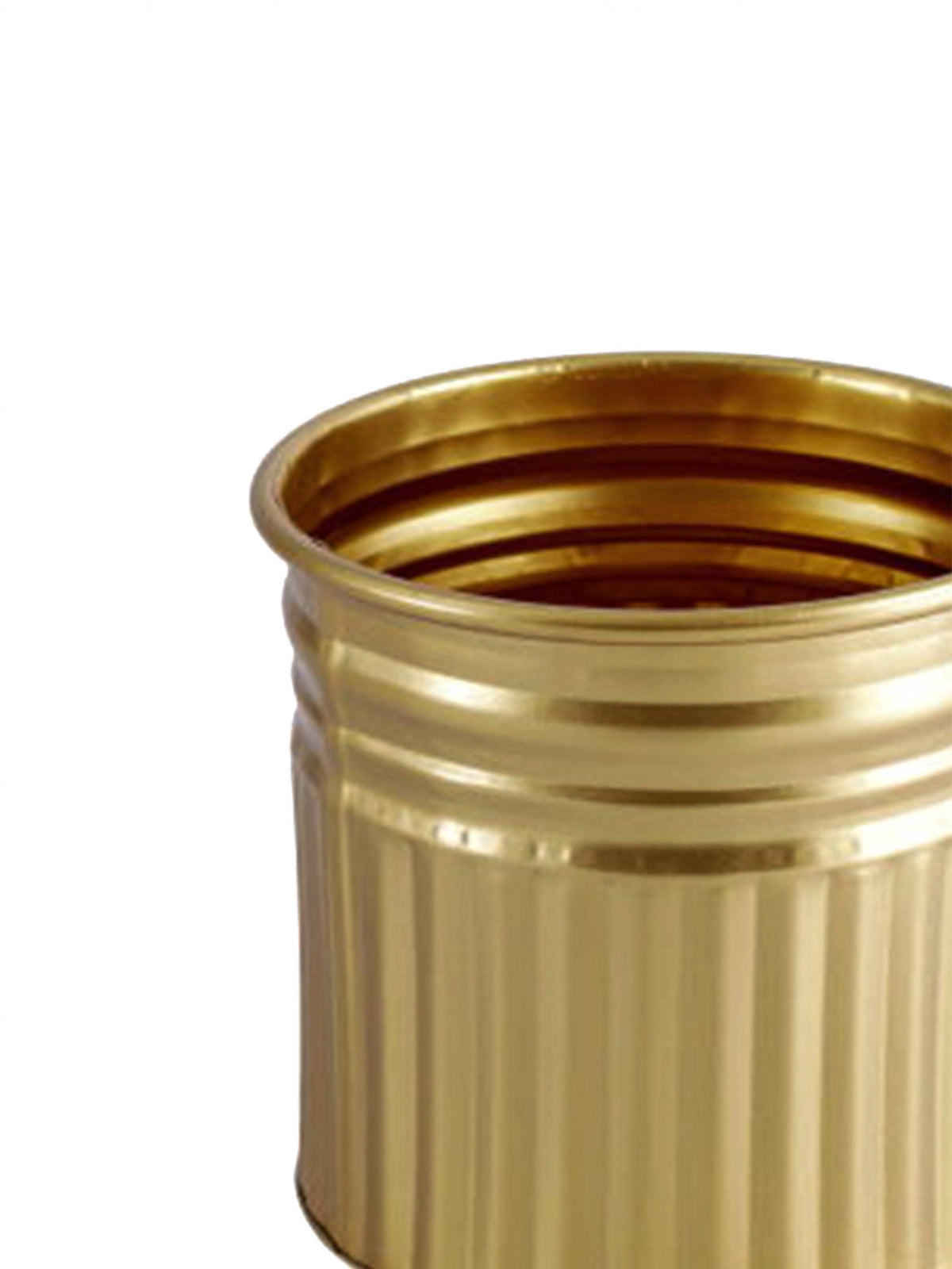 Aarvi Decor Golden Metallic Freestanding Round Radiant Stripes Planter