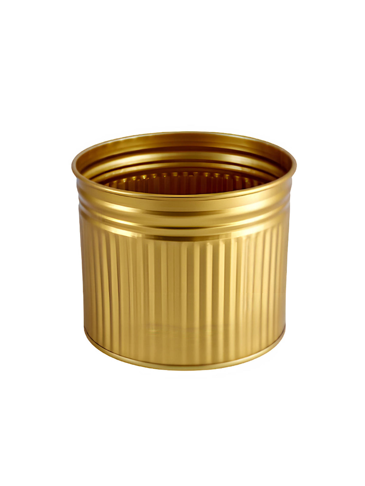 Aarvi Decor Golden Metallic Freestanding Round Radiant Stripes Planter