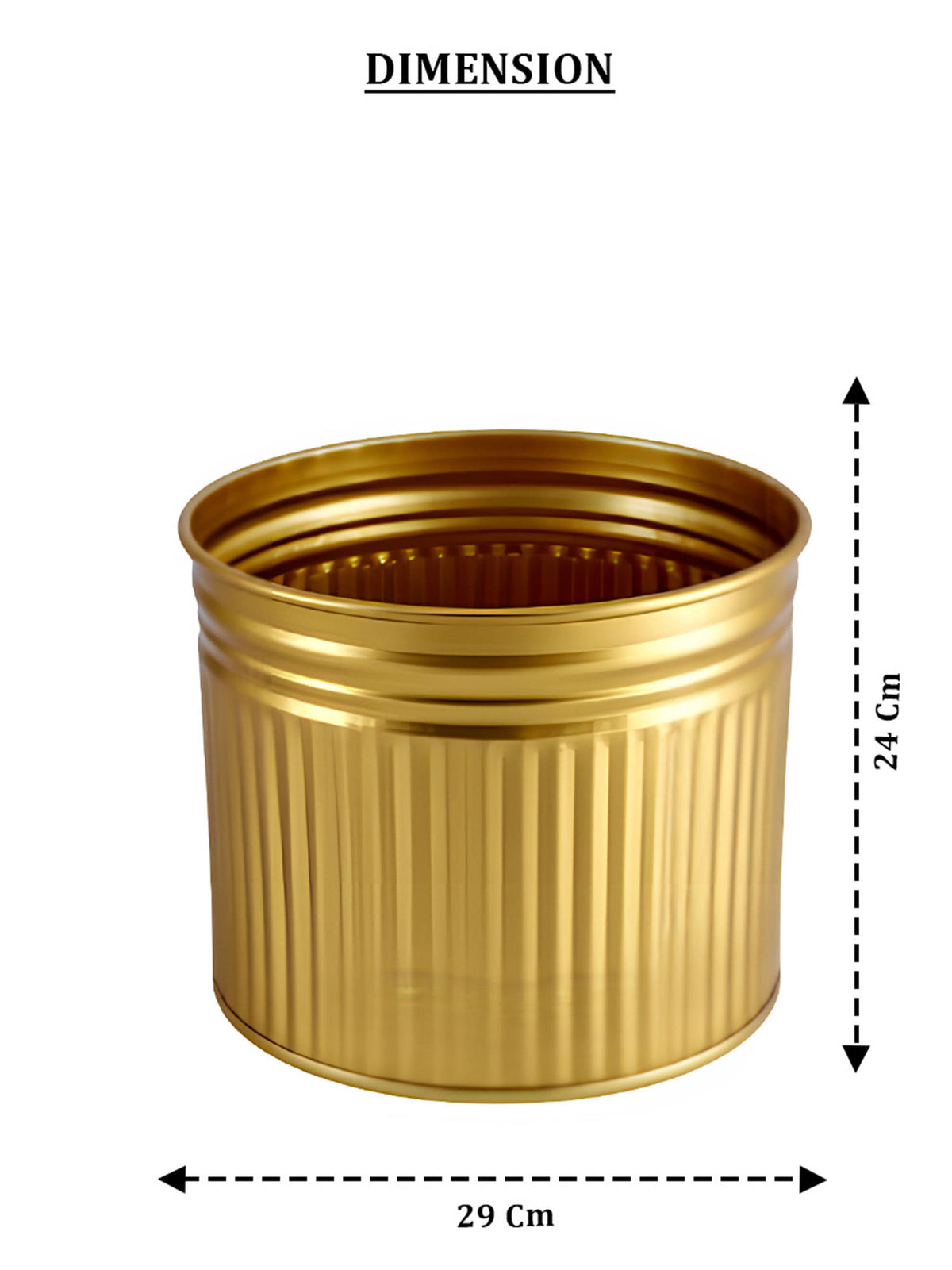 Aarvi Decor Golden Metallic Freestanding Round Radiant Stripes Planter