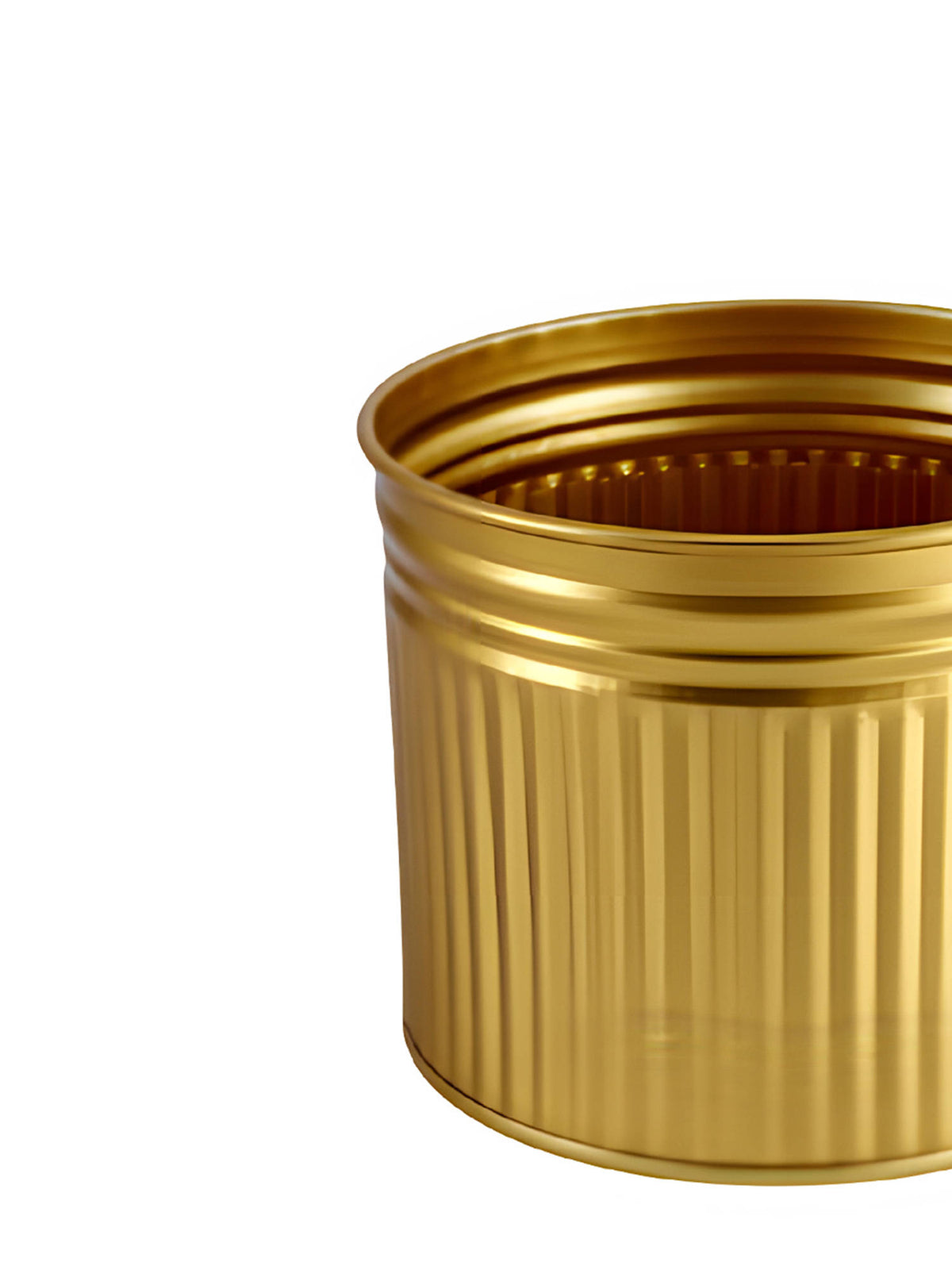 Aarvi Decor Golden Metallic Freestanding Round Radiant Stripes Planter