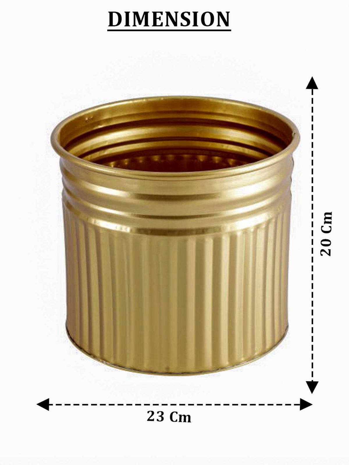Aarvi Decor Golden Metallic Freestanding Round Radiant Stripes Planter