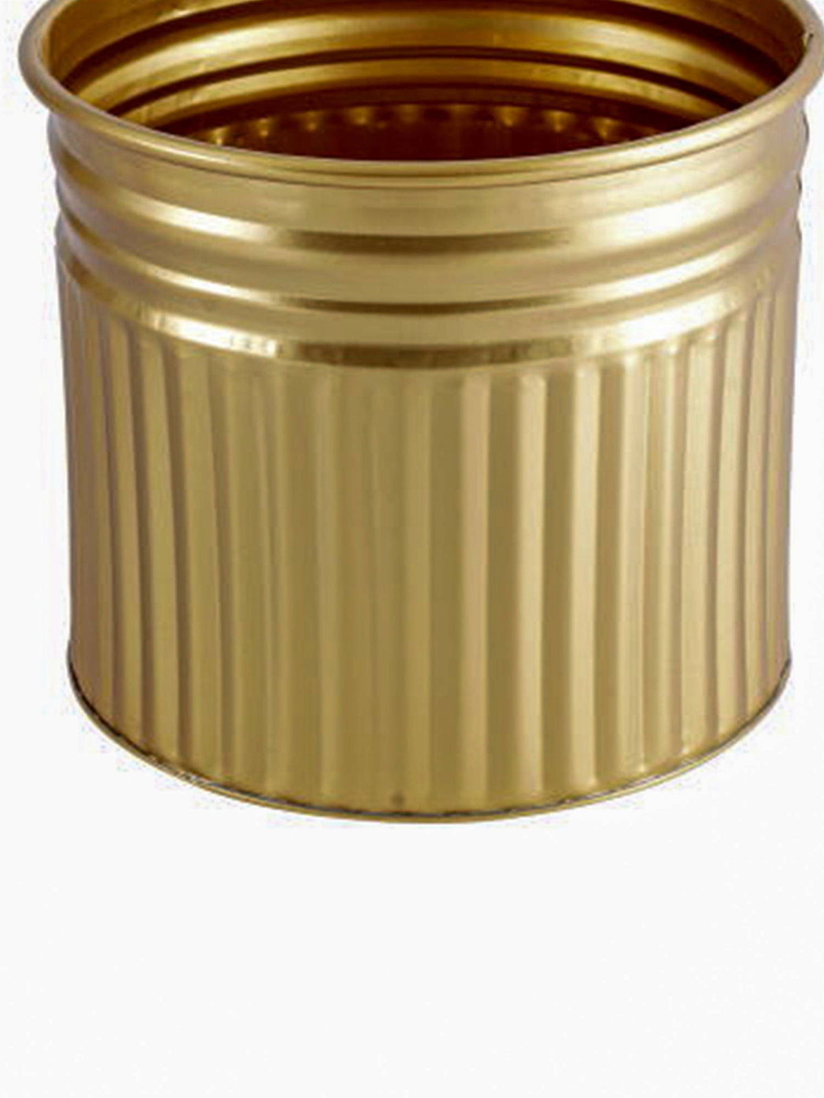 Aarvi Decor Golden Metallic Freestanding Round Radiant Stripes Planter