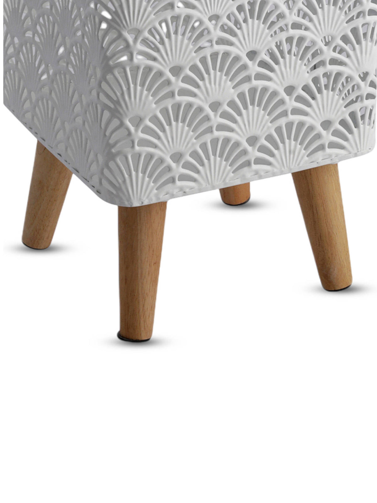 Aarvi Decor White Metal And Wood Freestanding Square Planter