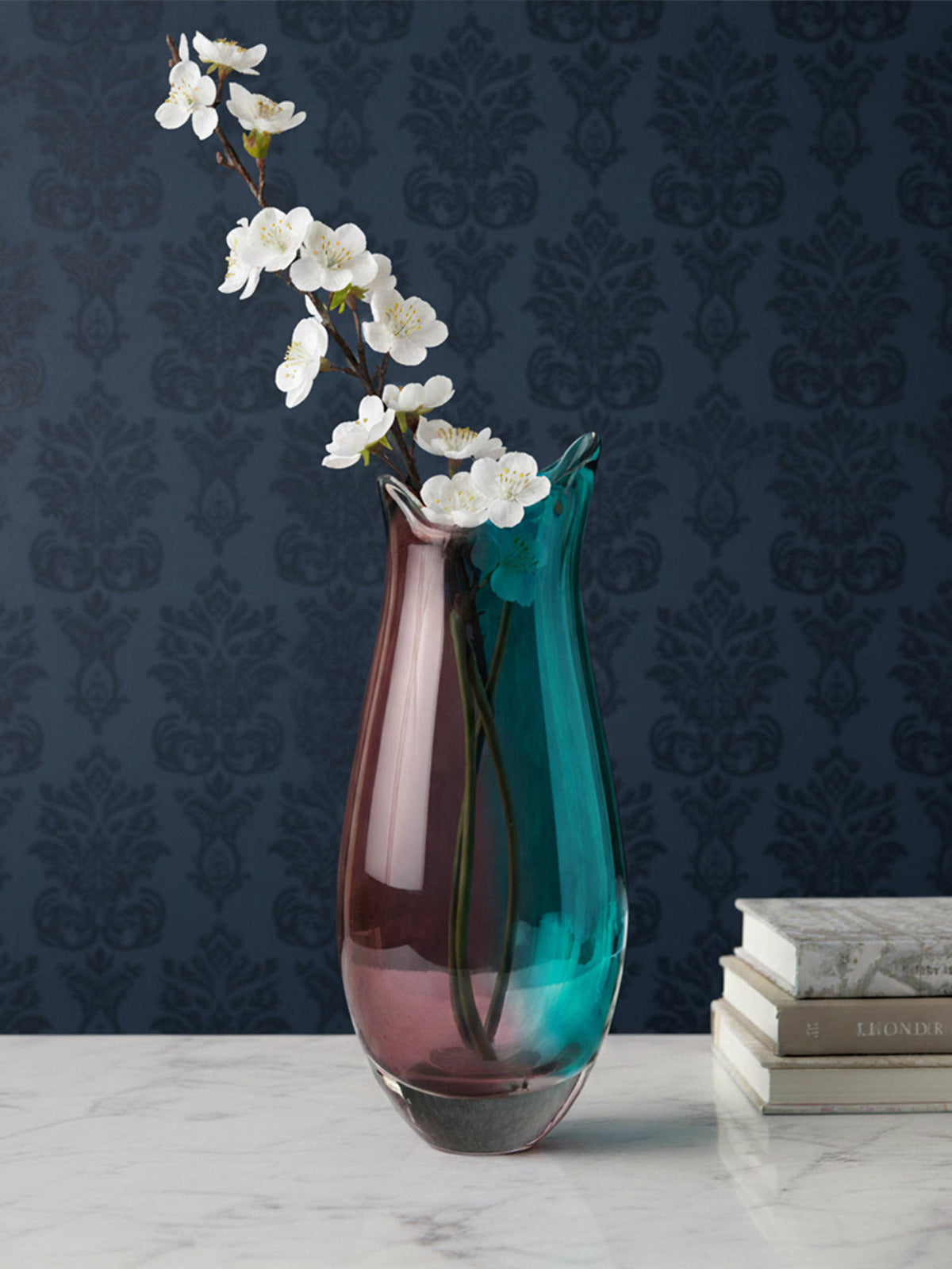 Aarvi Decor Ocean Rose Multi-Color Glass Vase