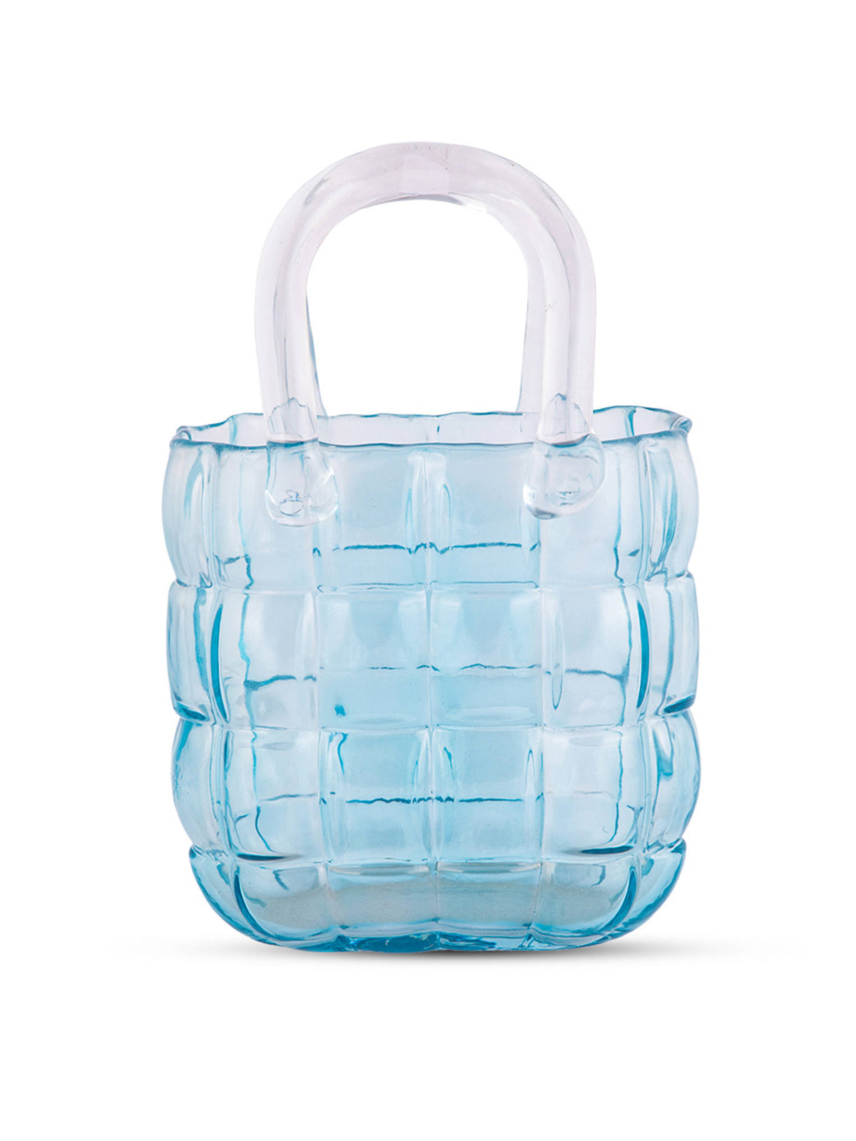 Aarvi Decor Aqua Couture Tote Blue Glass Vase