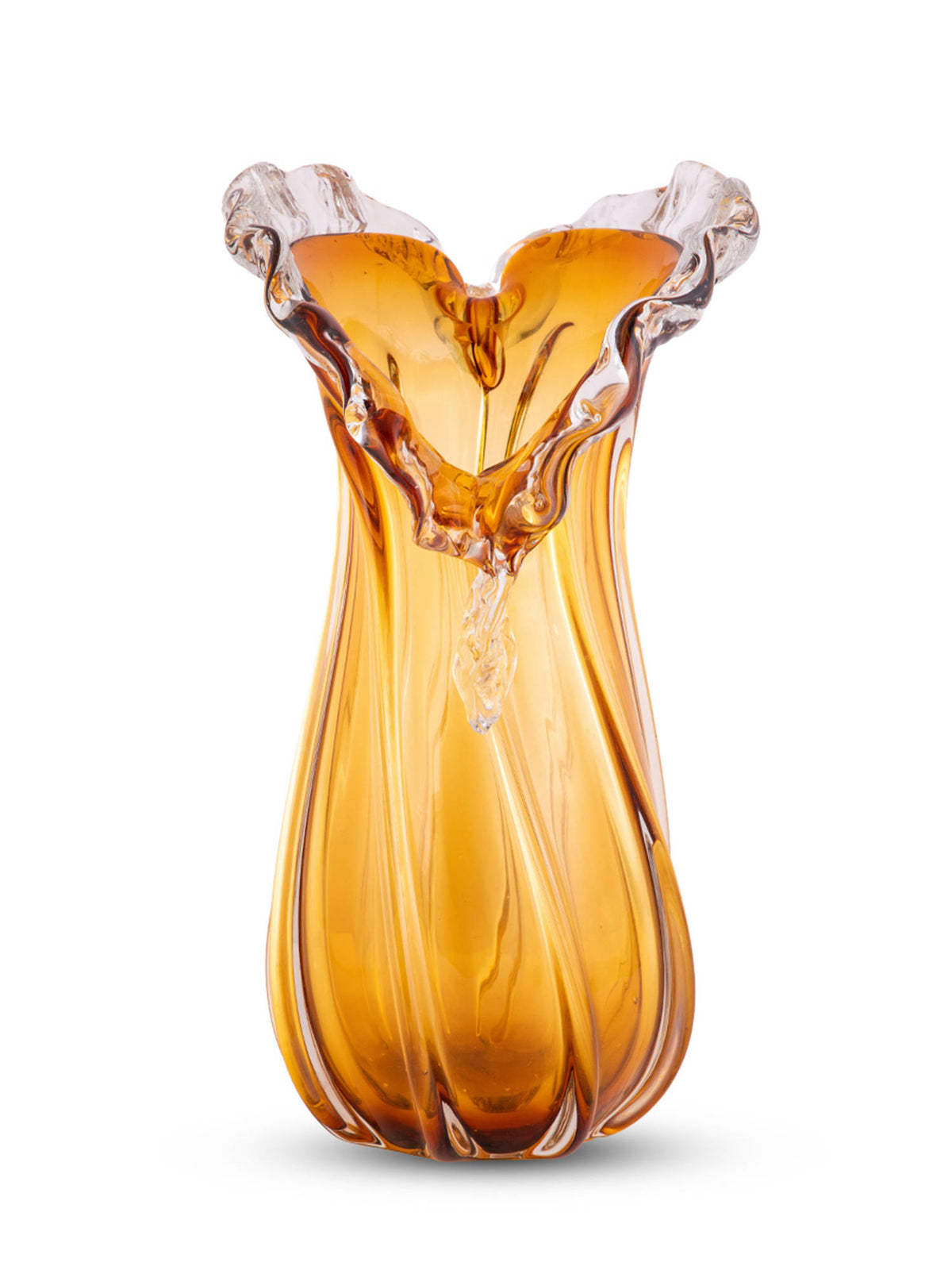 Aarvi Decor Golden Embrace Orange Glass Vase