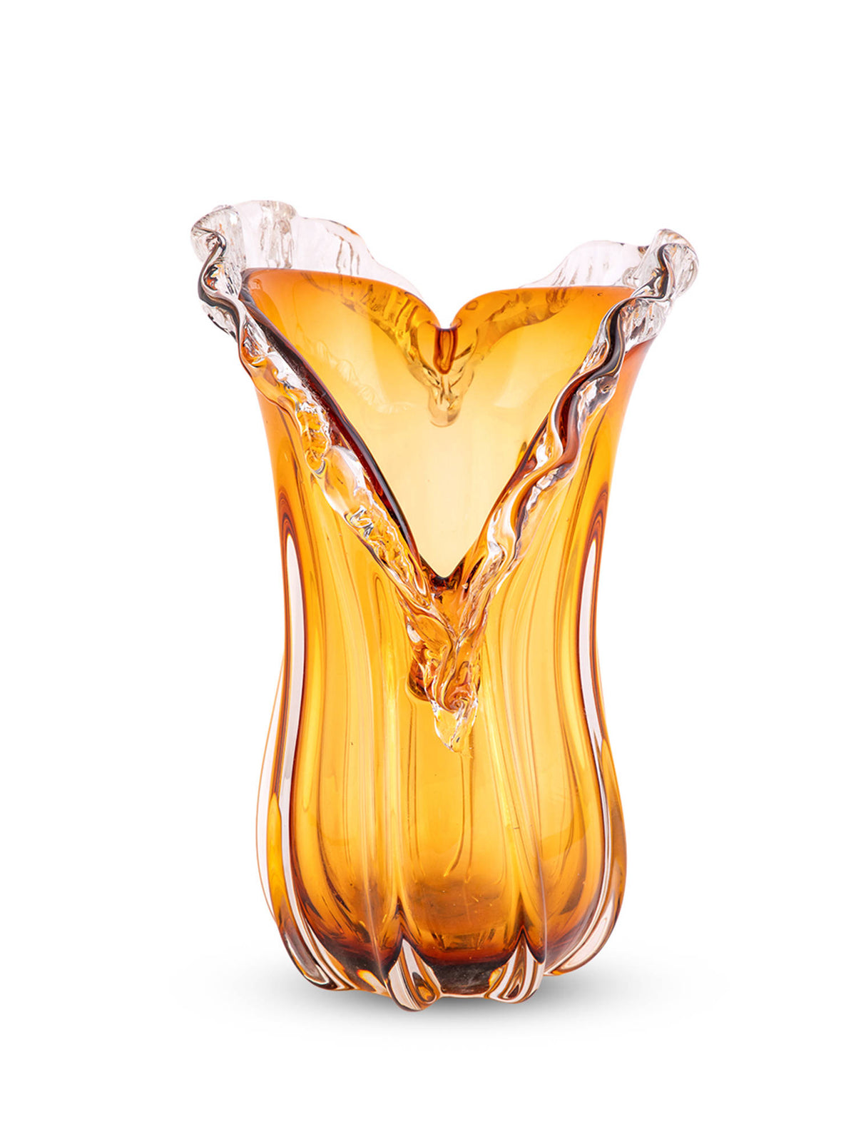 Aarvi Decor Golden Embrace Orange Glass Vase (L) · L