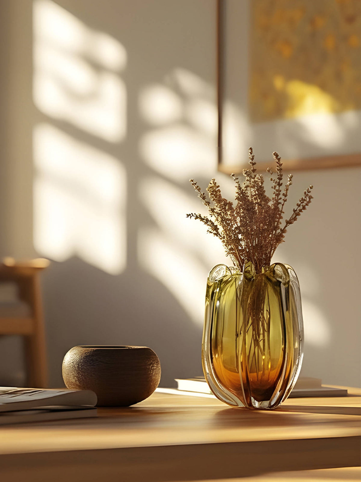 Aarvi Decor Autumn Meadow Yellow Glass Vase