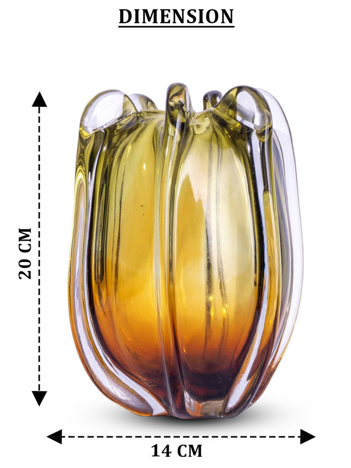 Aarvi Decor Autumn Meadow Yellow Glass Vase