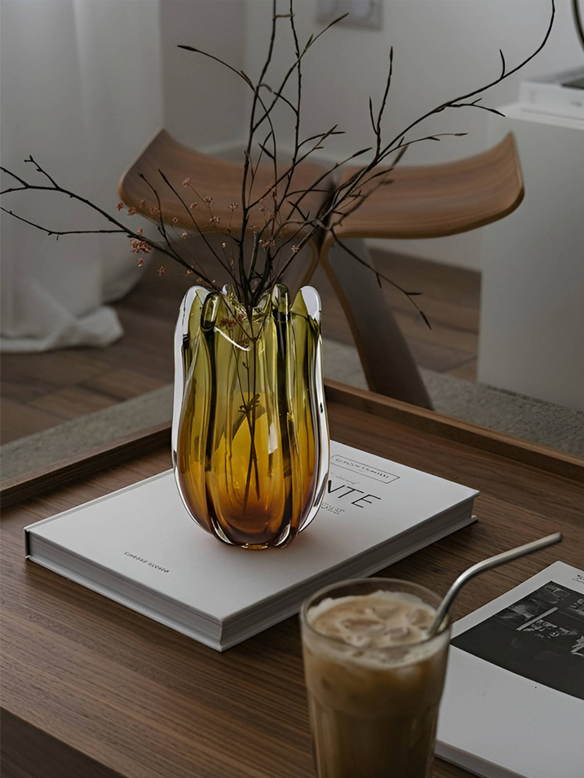Aarvi Decor Autumn Meadow Yellow Glass Vase
