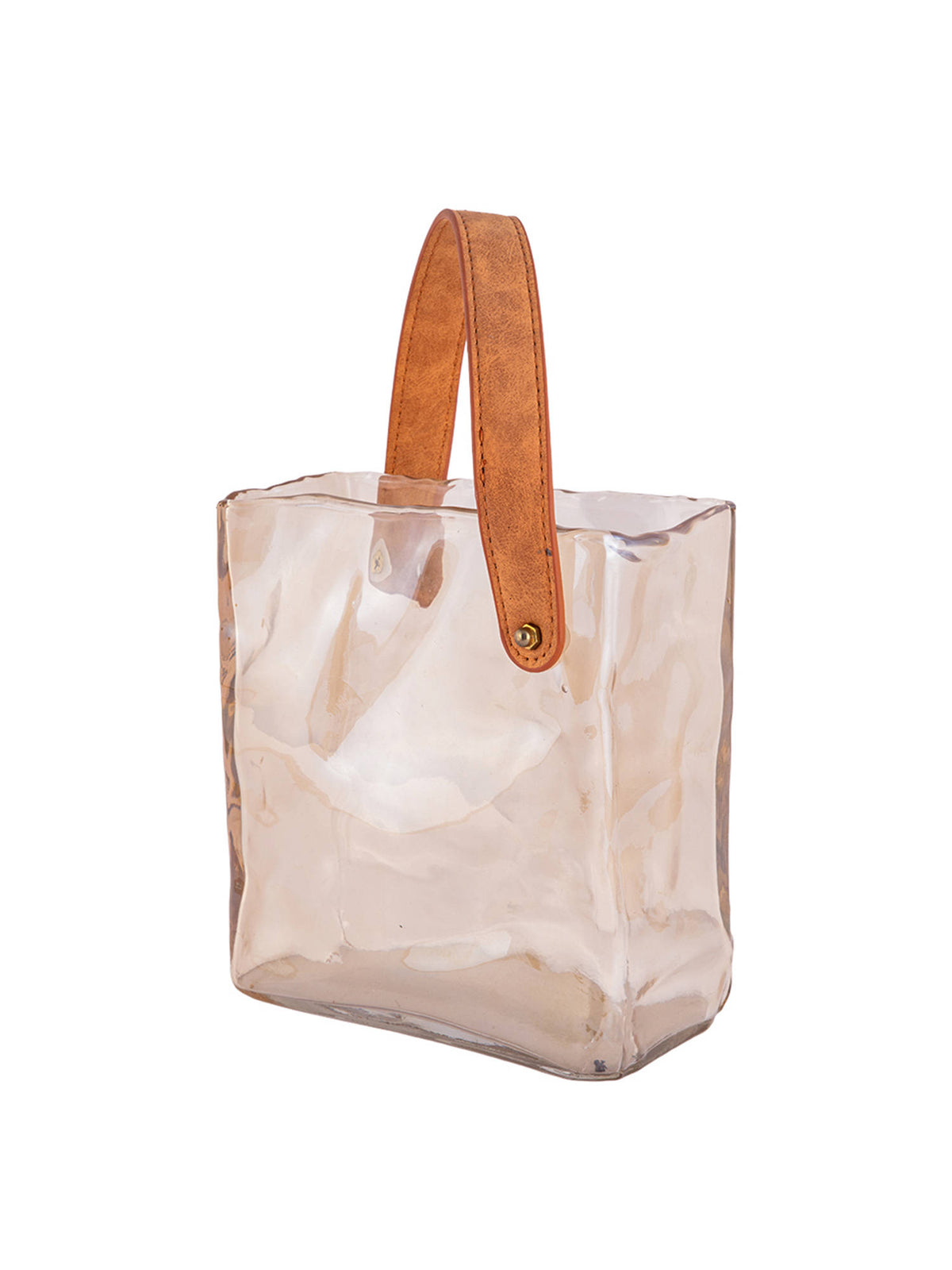 Aarvi Decor Amber Tote Transparent Beige Glass Vase