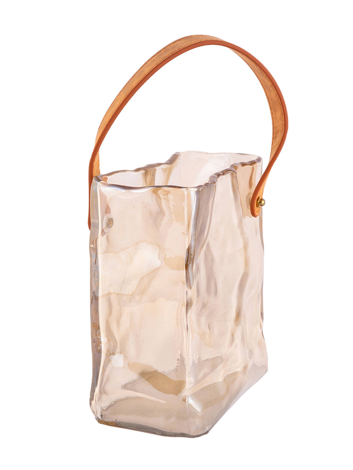 Aarvi Decor Amber Tote Transparent Beige Glass Vase